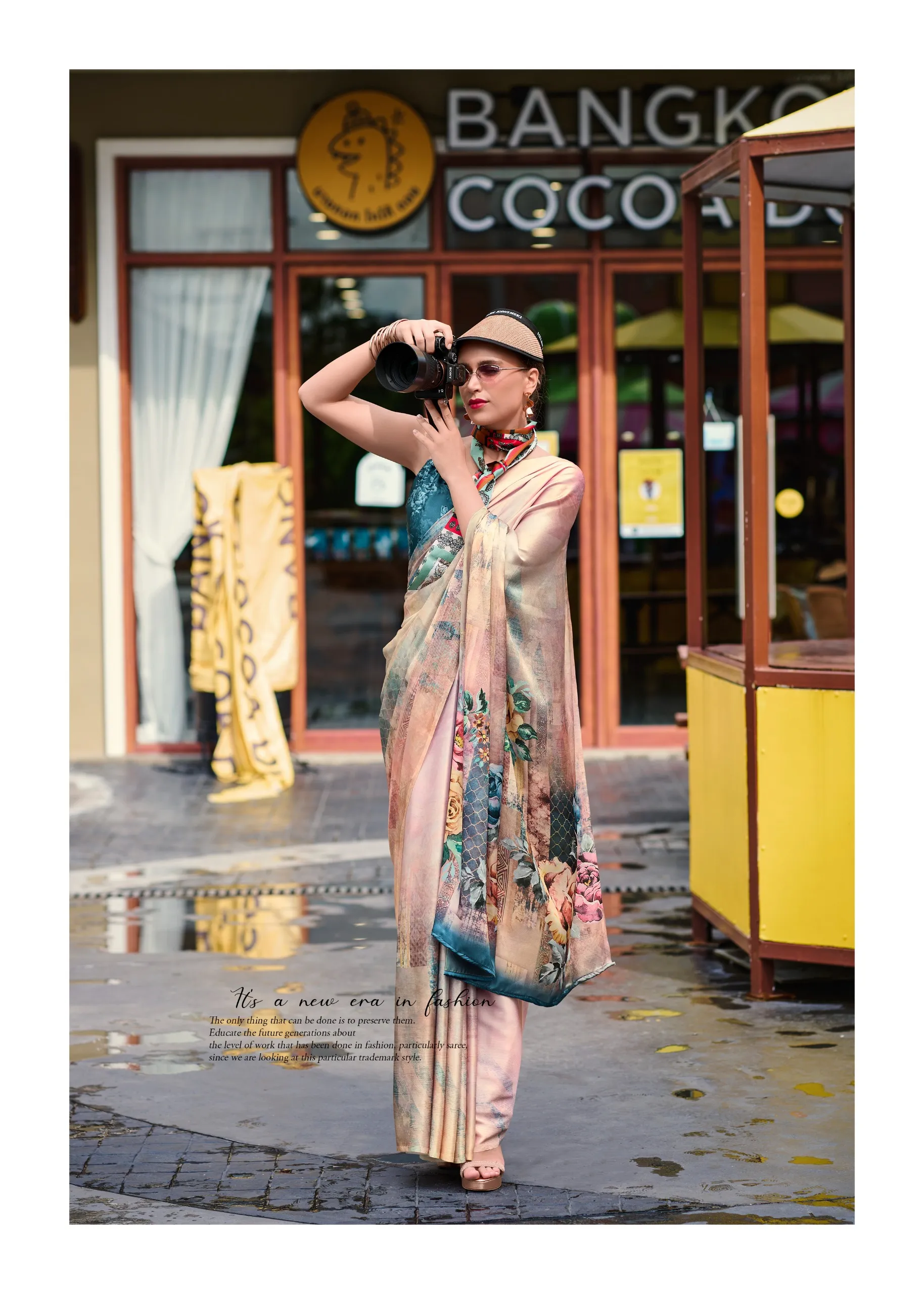 Partywear Digital Printed Satin Crepe Saree