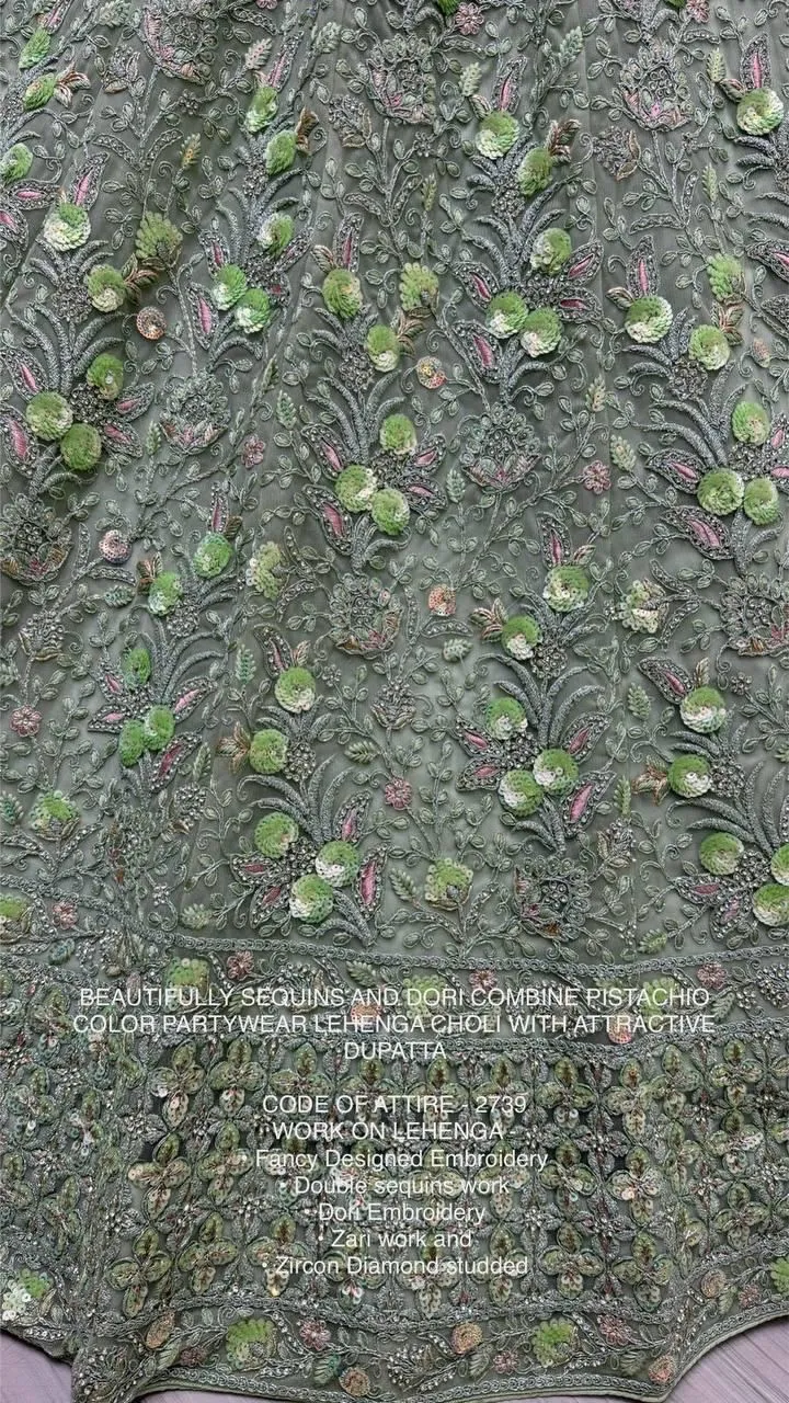 Pista Color Bridal Lehenga Choli