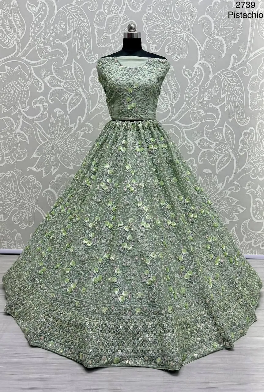 Pista Color Bridal Lehenga Choli