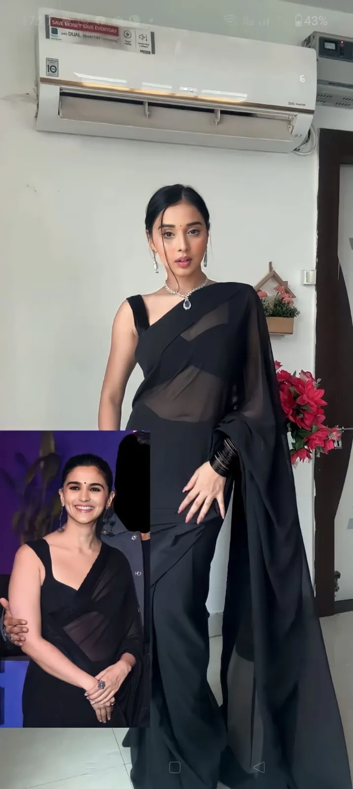 Plain Black Alia Bhatt Saree RTW