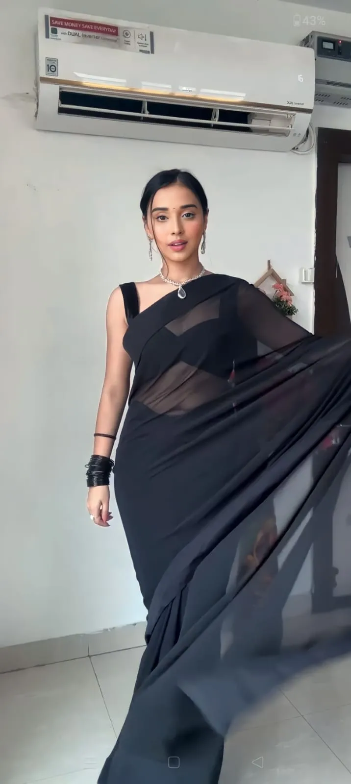 Plain Black Alia Bhatt Saree RTW