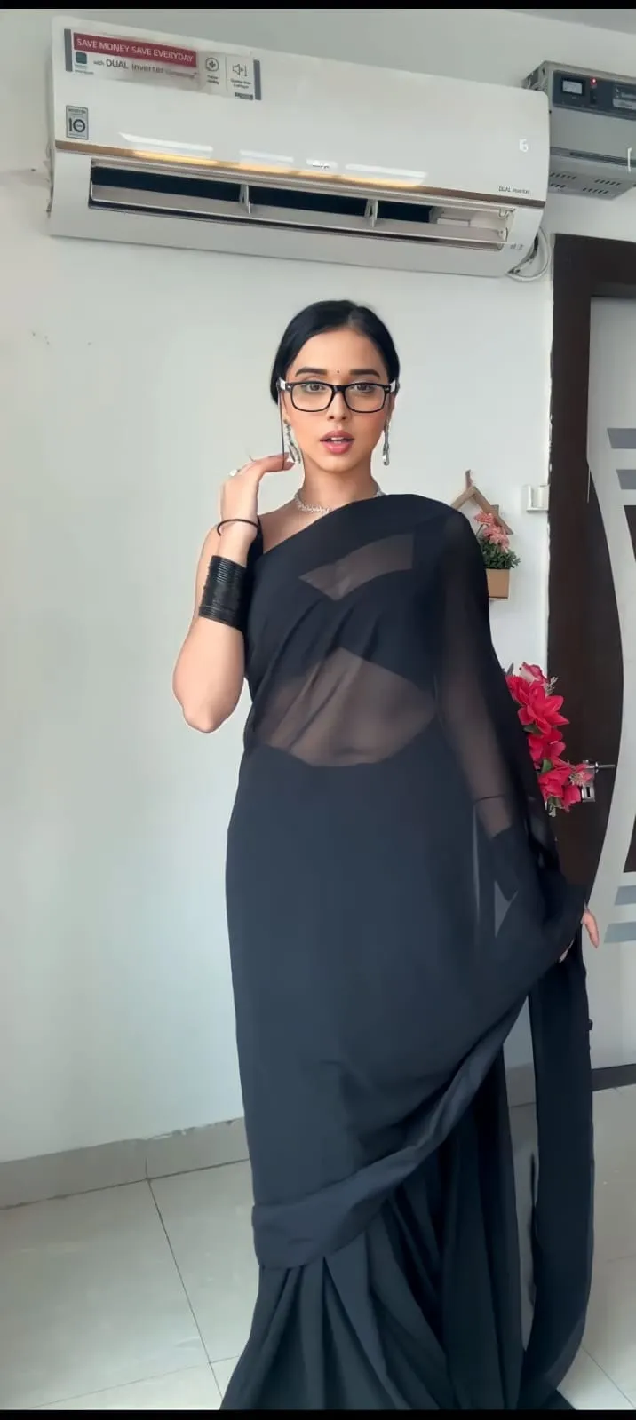 Plain Black Alia Bhatt Saree RTW