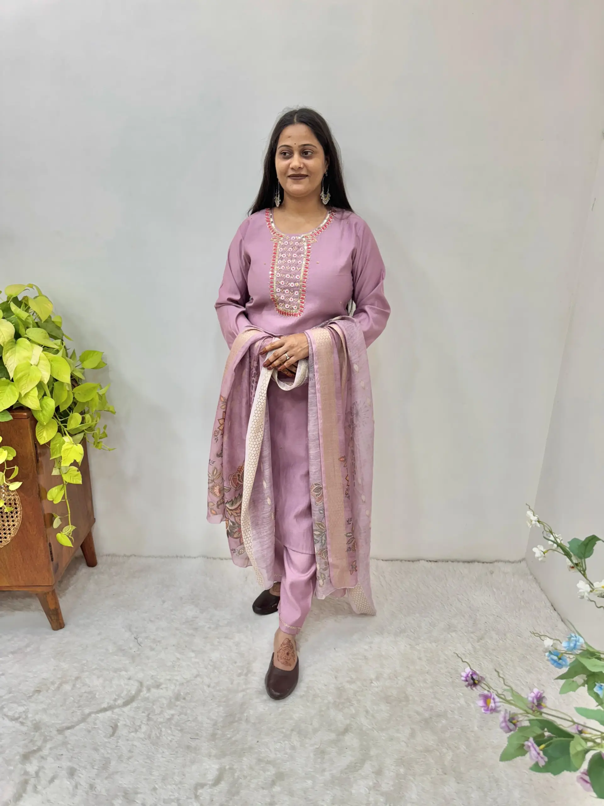 Pooja Special Handwork Kurti Set
