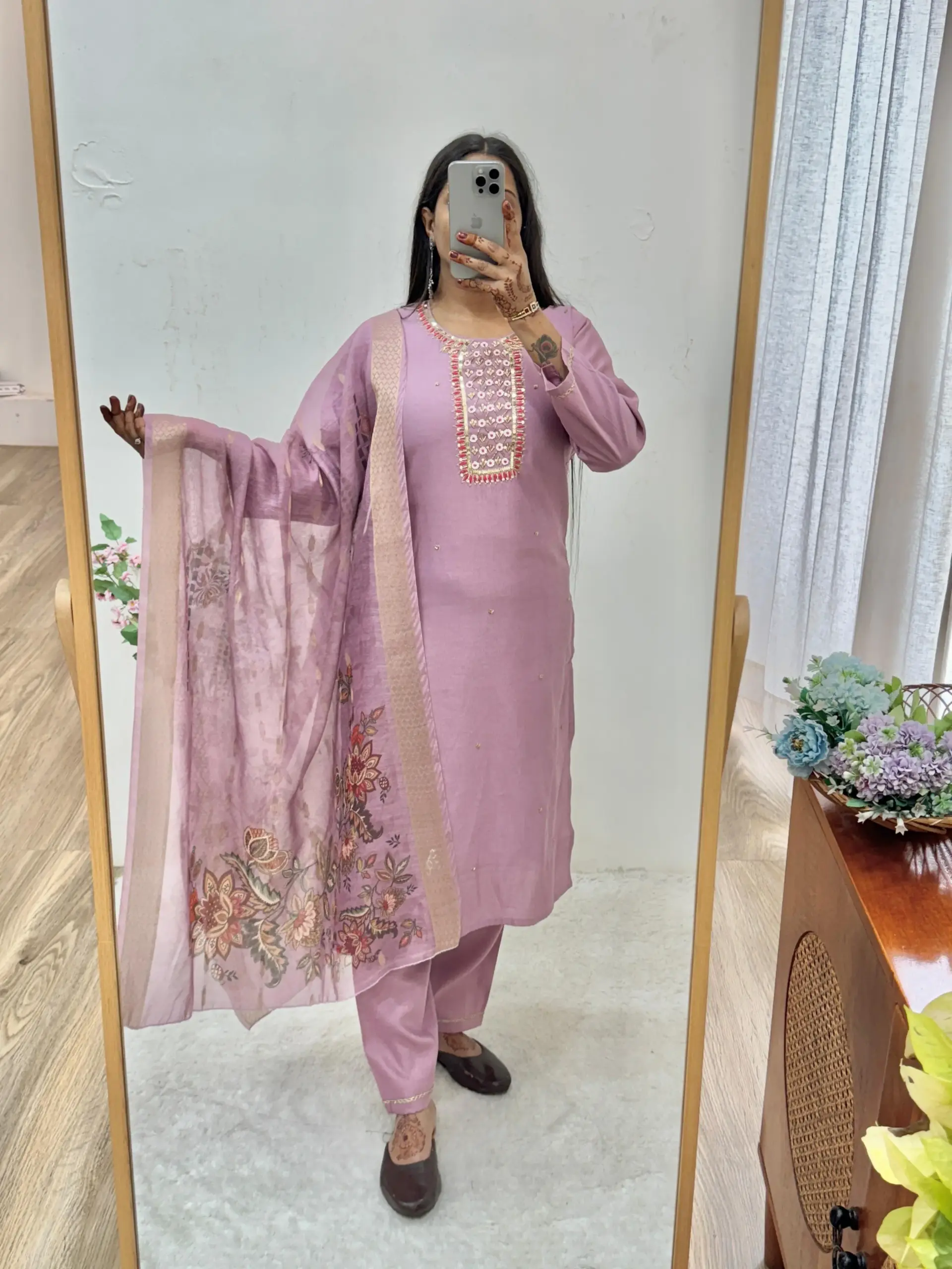 Pooja Special Handwork Kurti Set