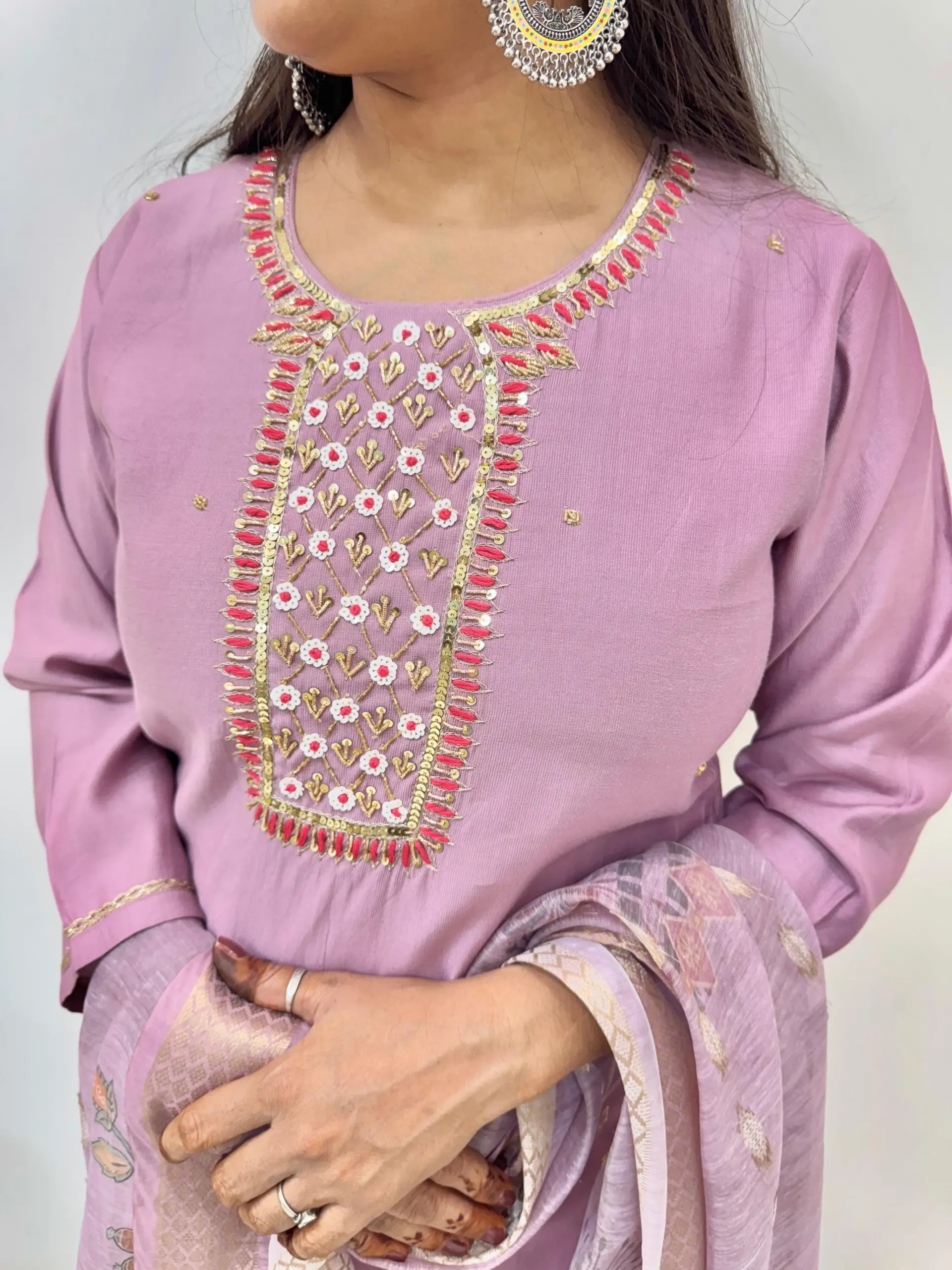 Pooja Special Handwork Kurti Set
