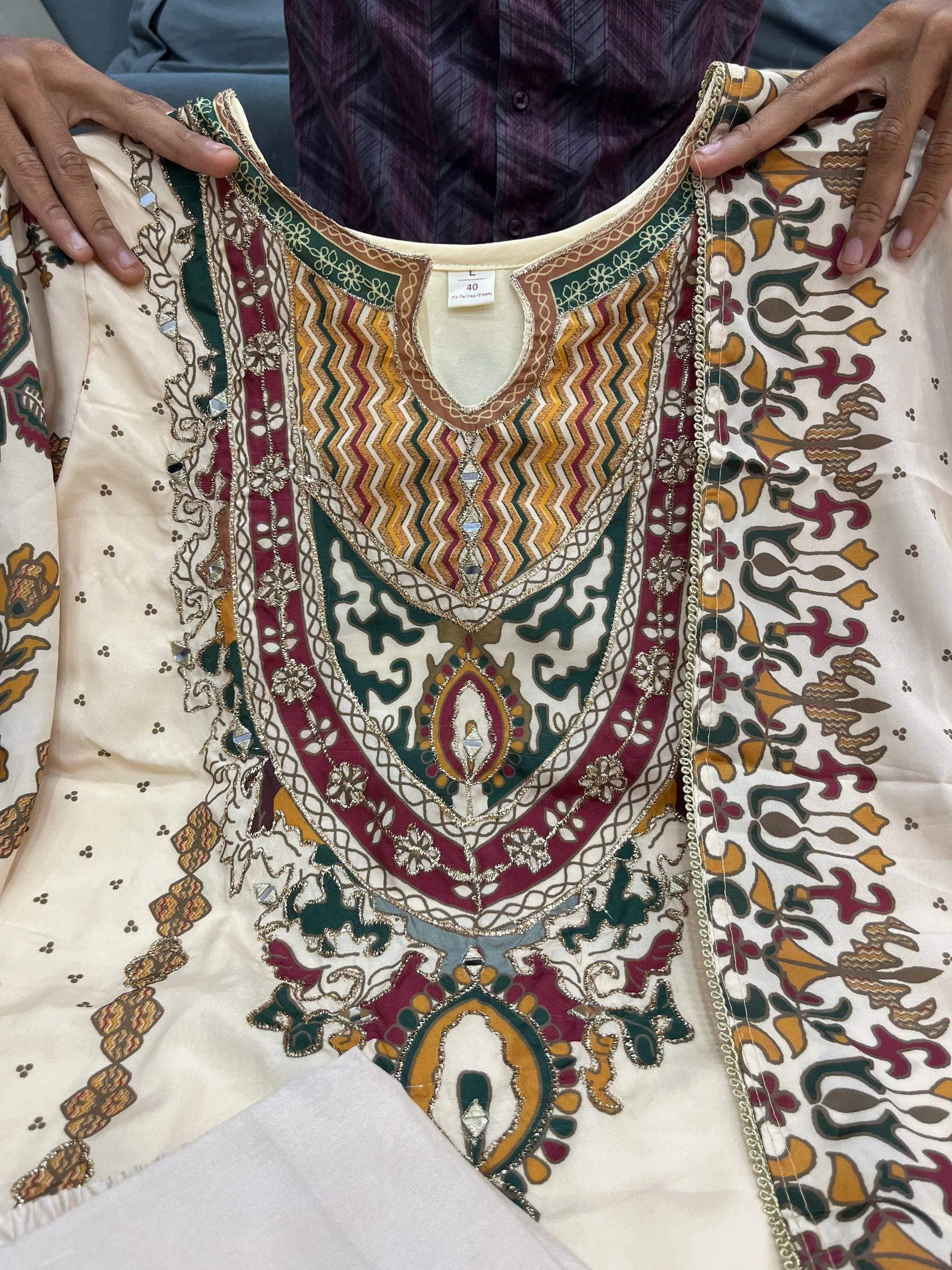 Premium Russian Silk Printed handwork Kurti Set