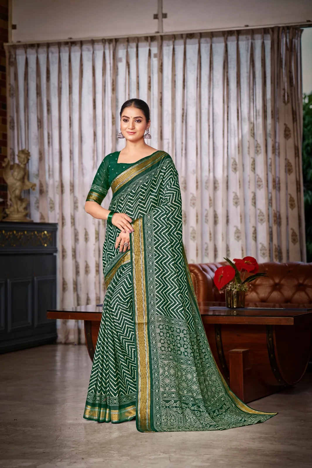 Pure Cotton Bandhni Printed Saree