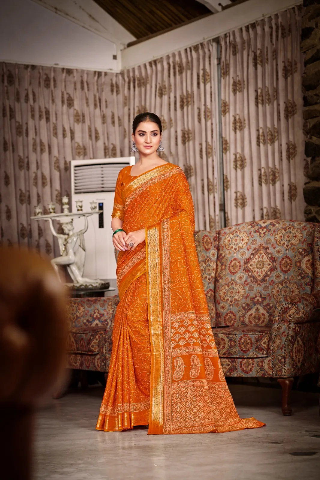Pure Cotton Bandhni Printed Saree