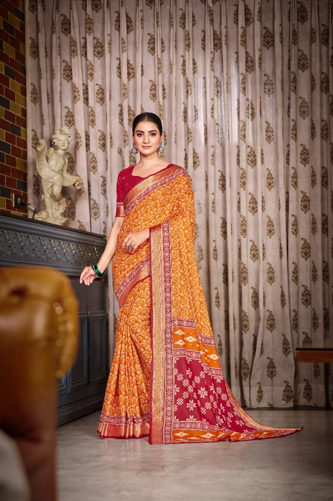 Pure Cotton Bandhni Printed Saree