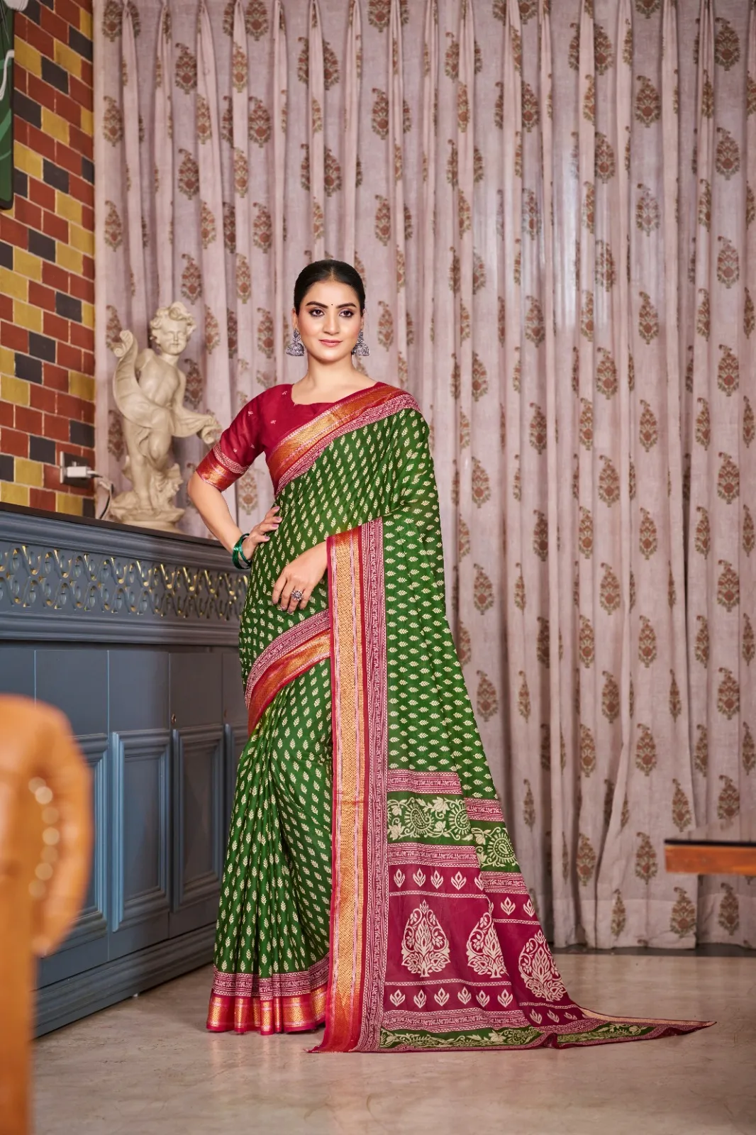 Pure Cotton Bandhni Printed Saree