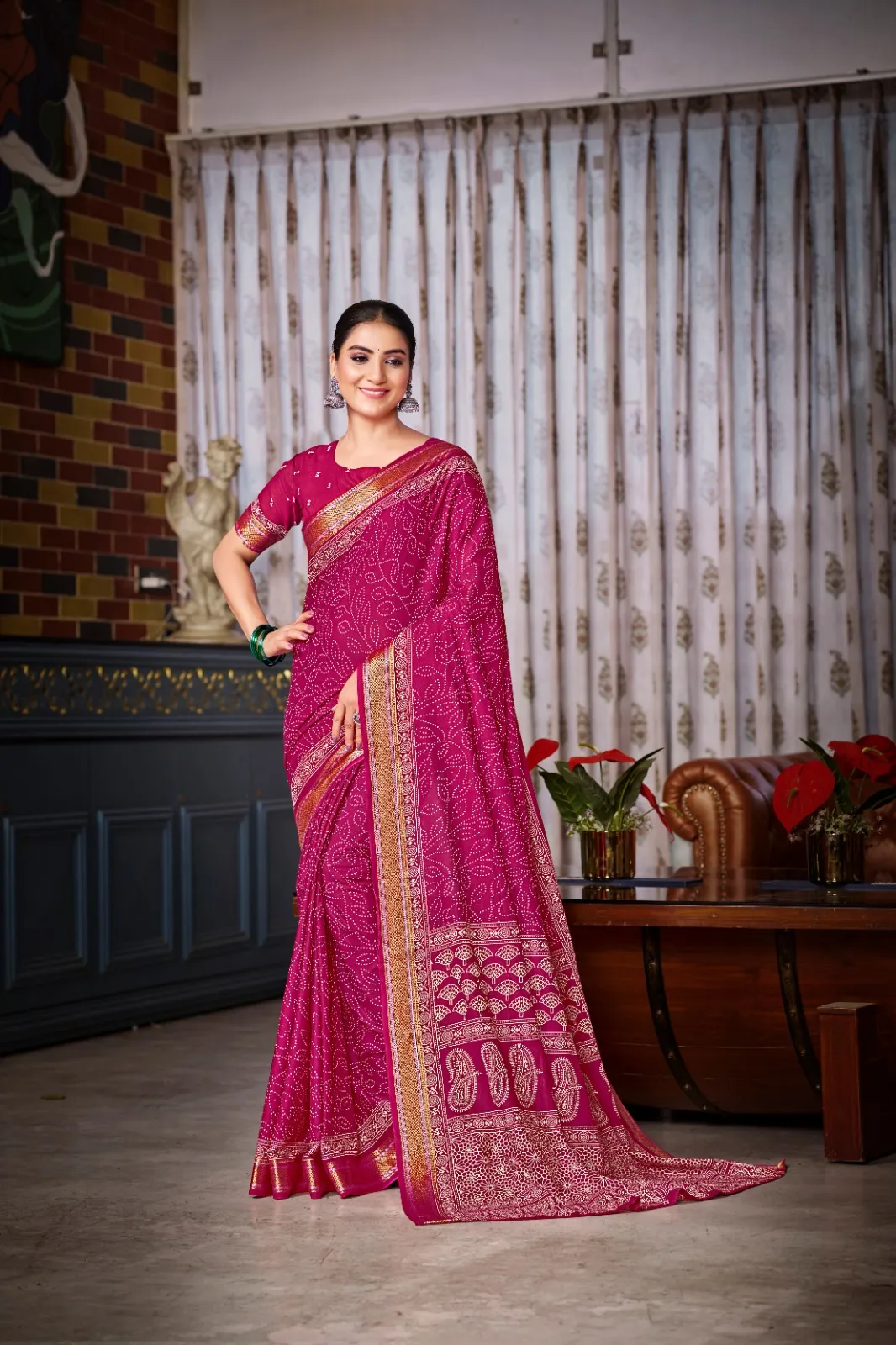 Pure Cotton Bandhni Printed Saree