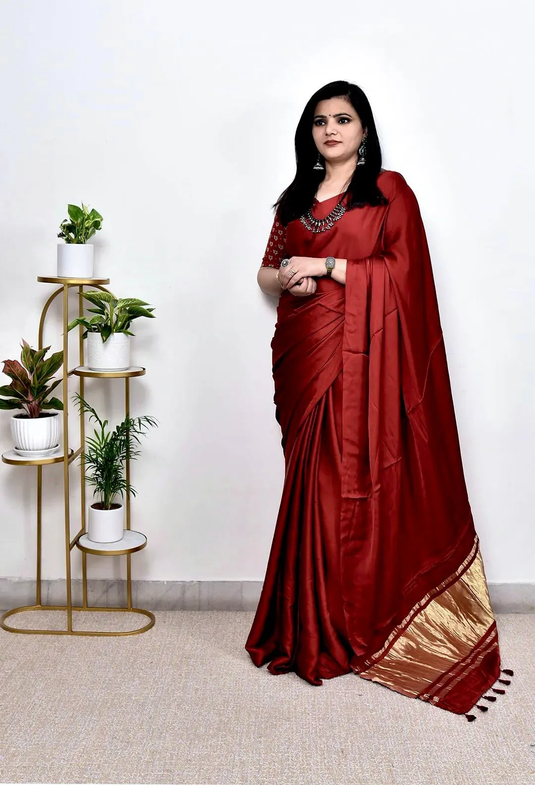 Pure Gaji Silk Plain Saree For Festive Season