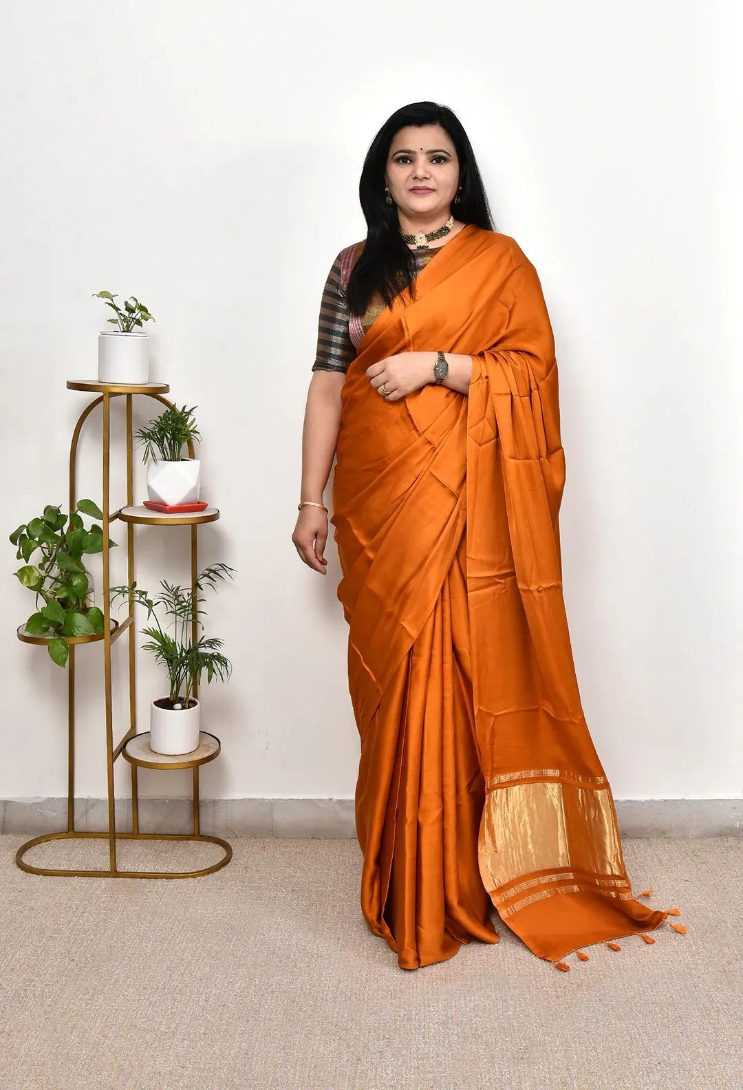 Pure Gaji Silk Plain Saree For Festive Season