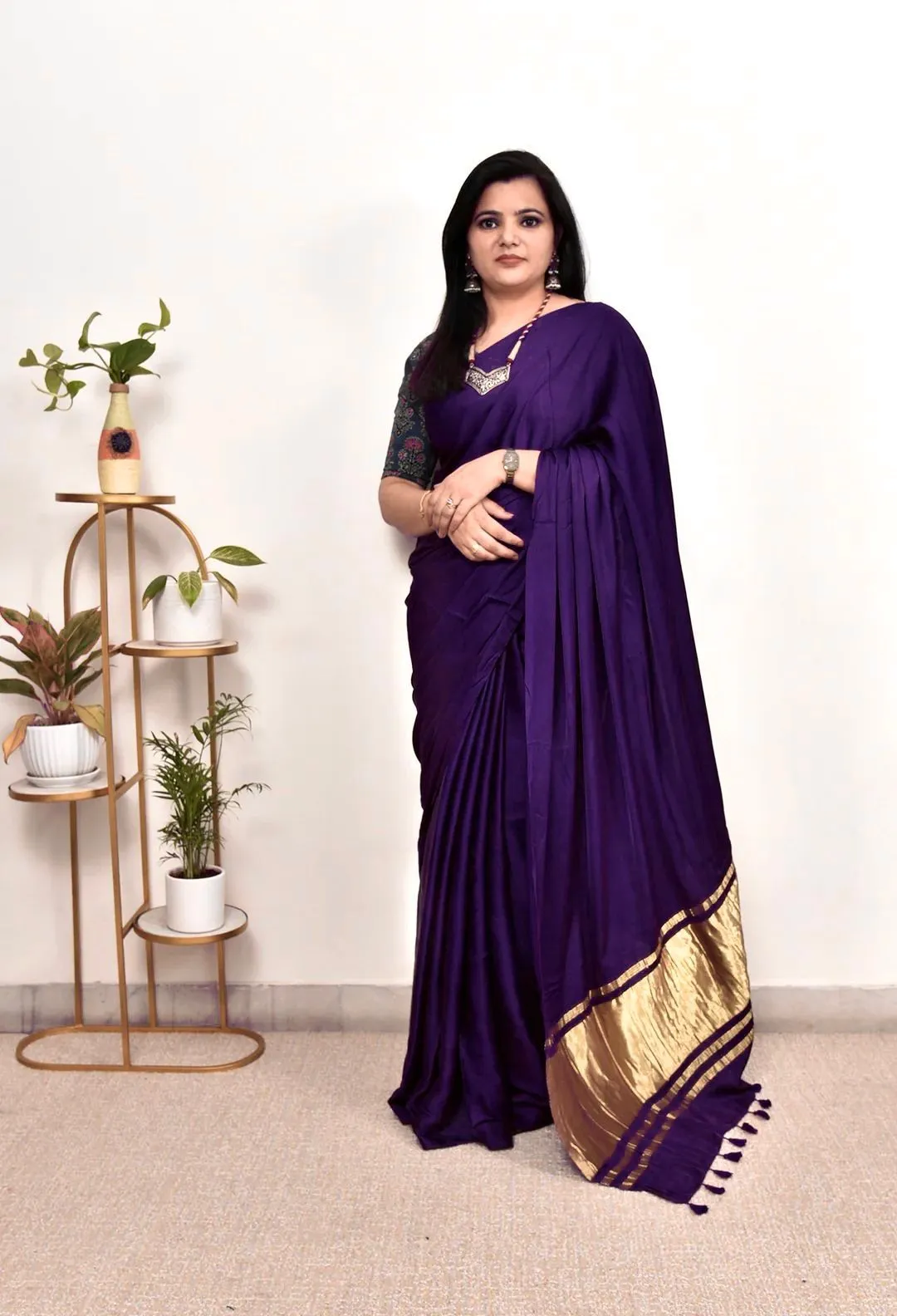 Pure Gaji Silk Plain Saree For Festive Season