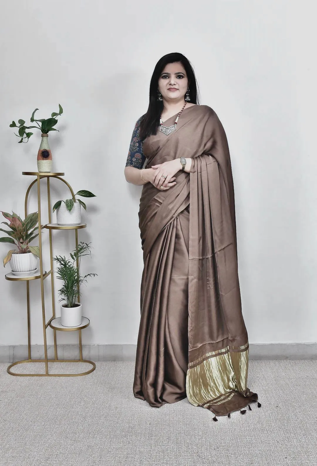 Pure Gaji Silk Plain Saree For Festive Season