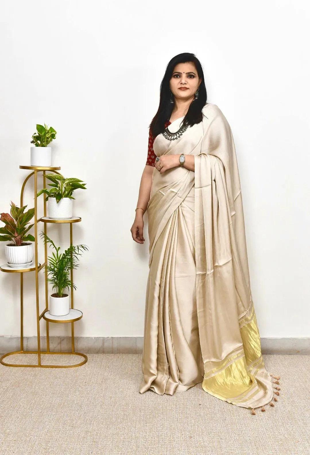 Pure Gaji Silk Plain Saree For Festive Season