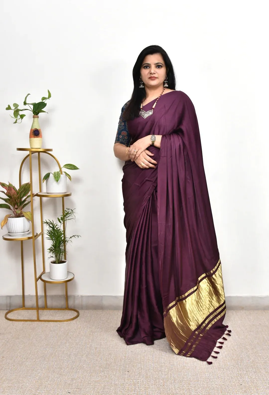Pure Gaji Silk Plain Saree For Festive Season