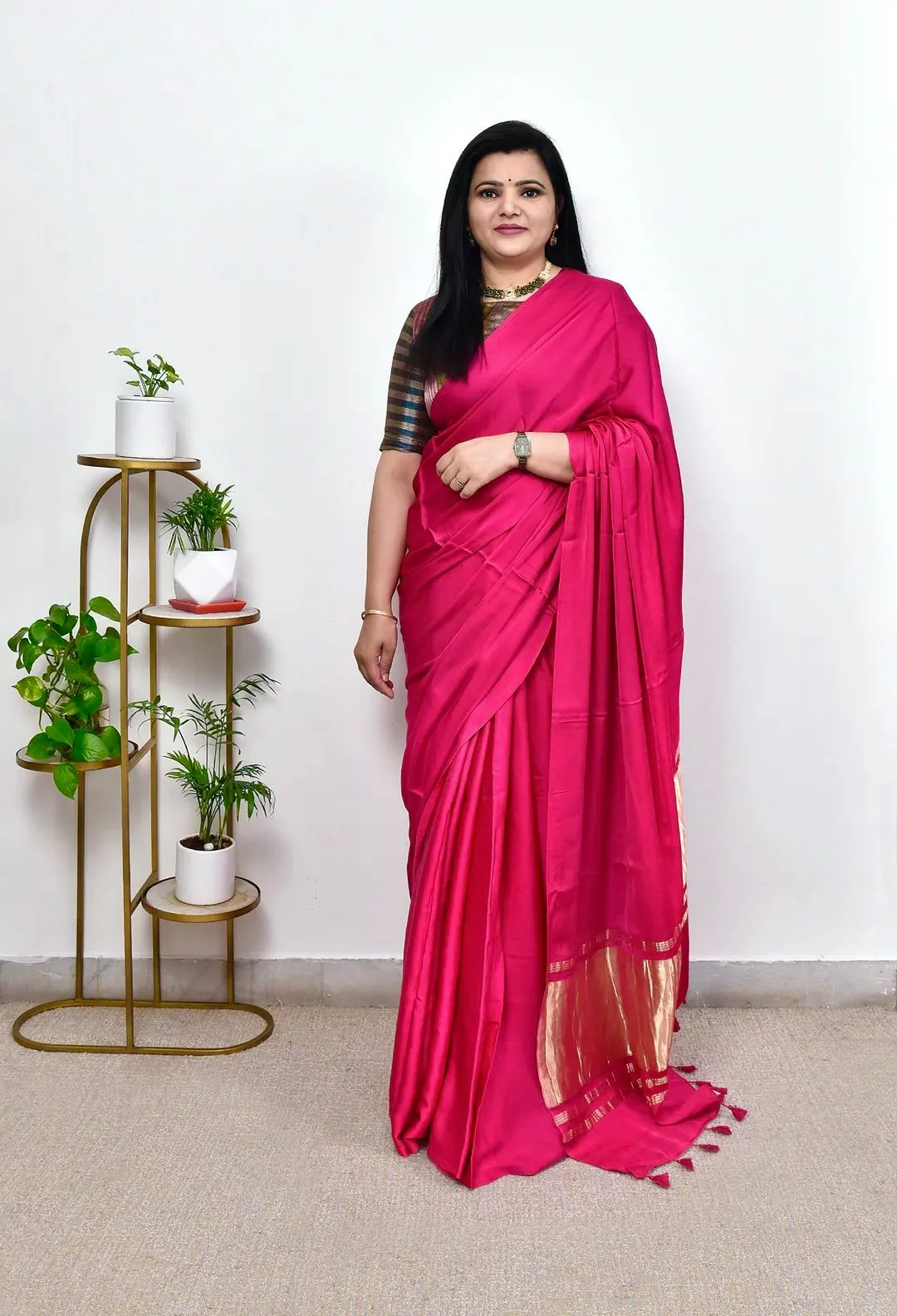 Pure Gaji Silk Plain Saree For Festive Season