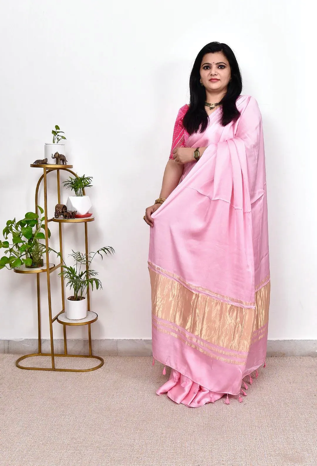 Pure Gaji Silk Plain Saree For Festive Season