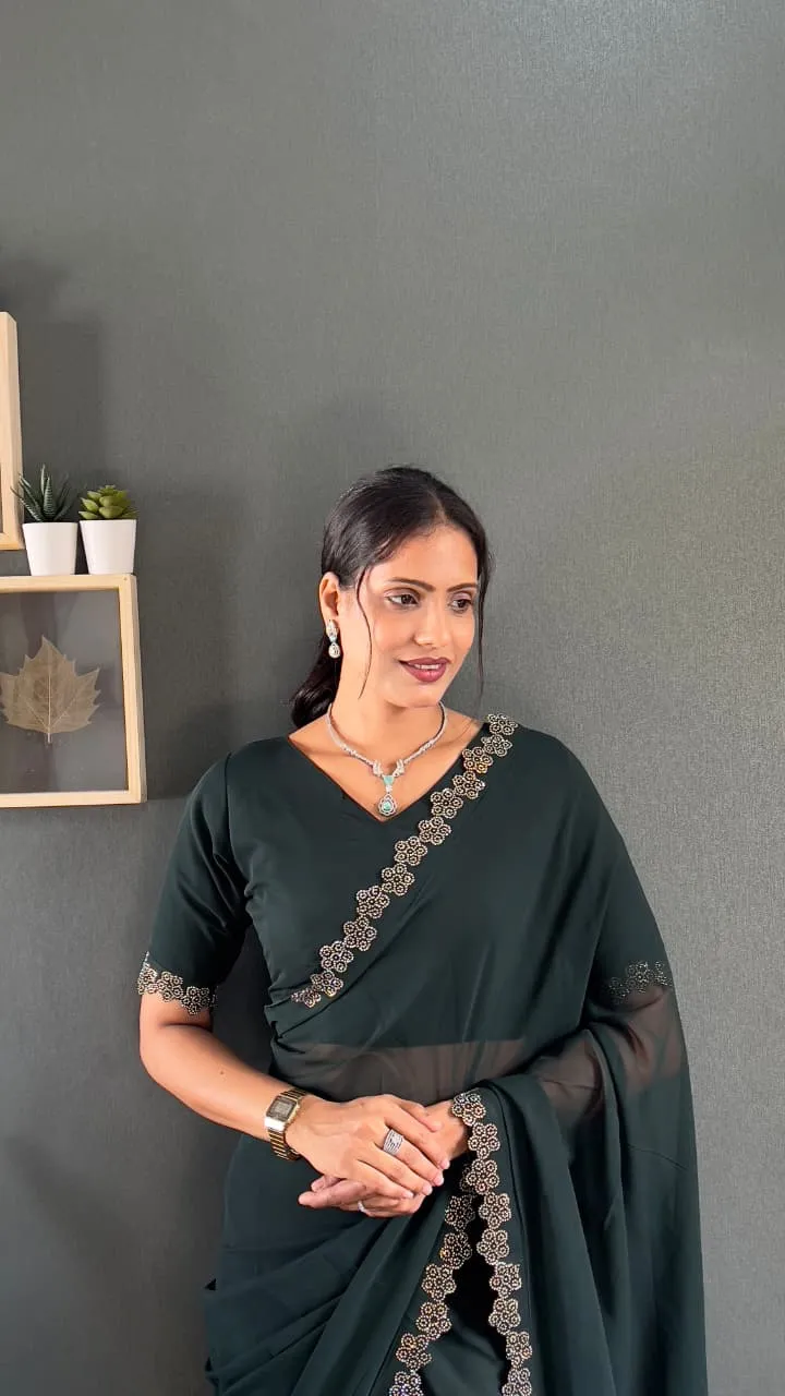 Readymade Diamond work Saree For Diwali