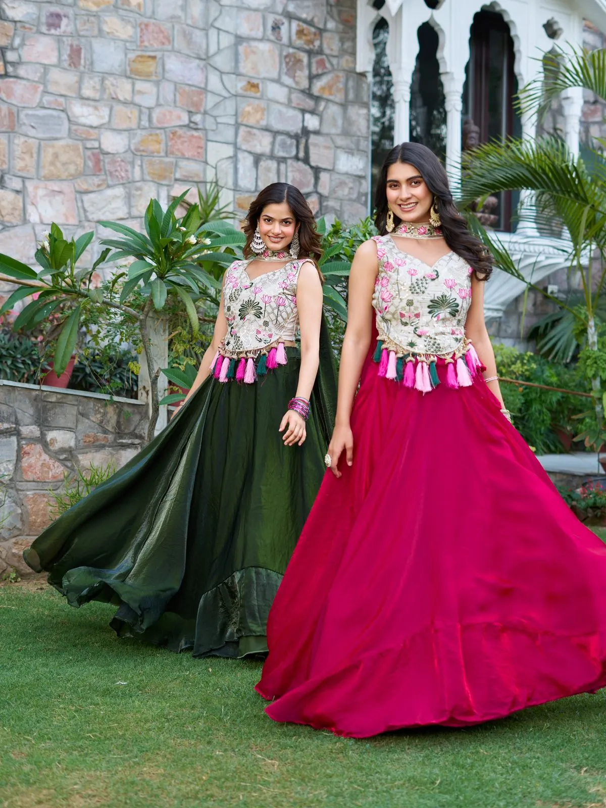 Readymade Fancy Blouse with big Flair lehenga