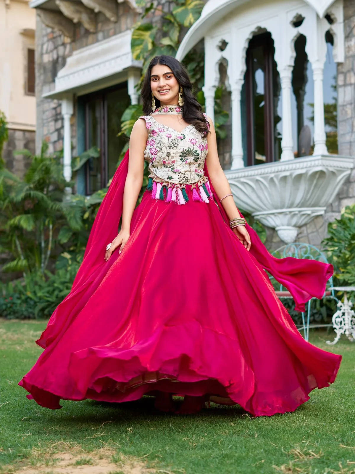 Readymade Fancy Blouse with big Flair lehenga