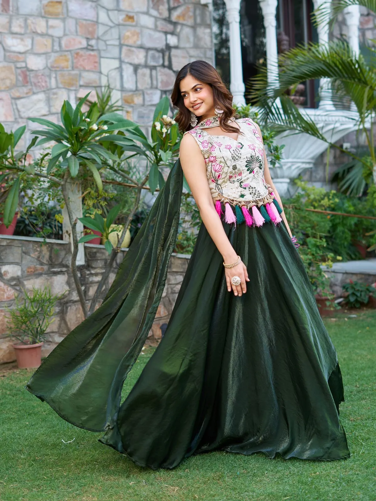 Readymade Fancy Blouse with big Flair lehenga