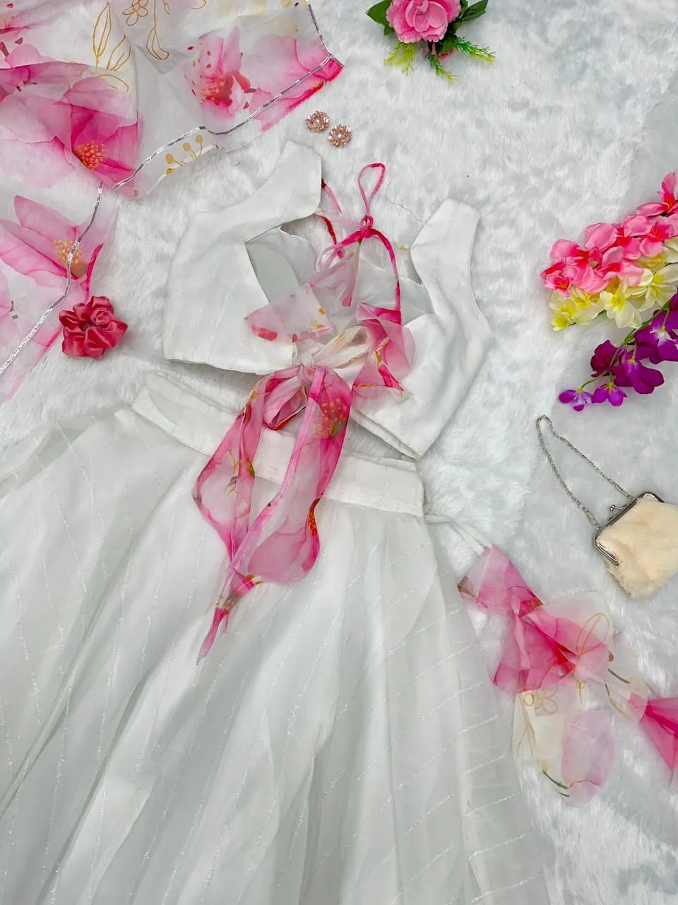 Readymade Floral Lehenga with Fancy Blouse