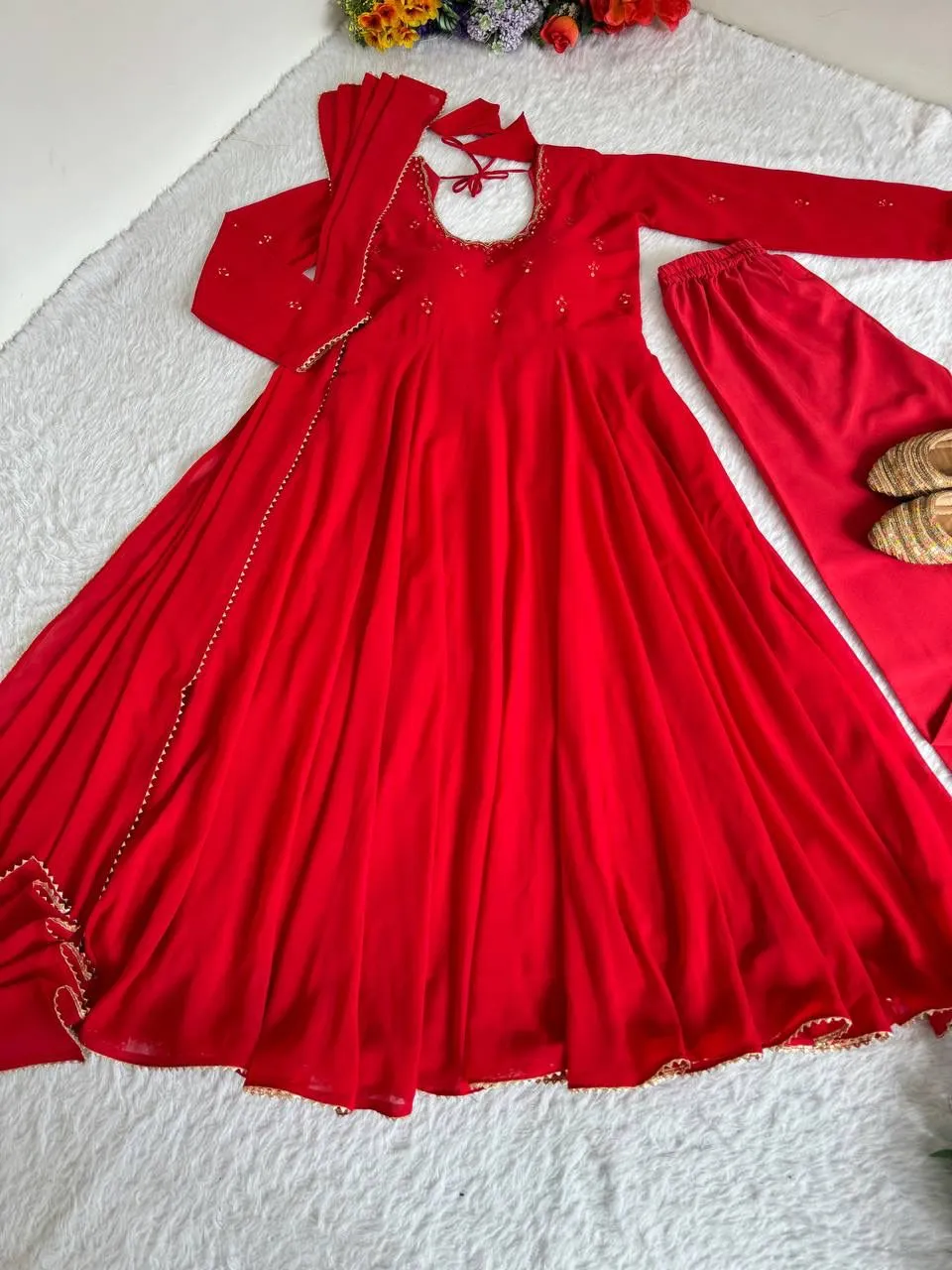 Red Anarkali for Karwa Chauth 2025