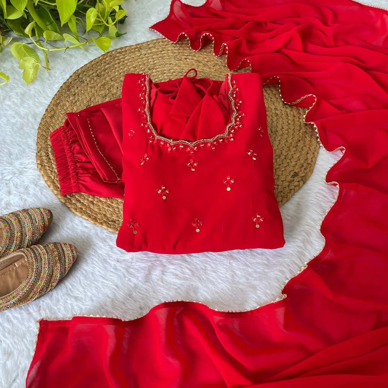 Red Anarkali for Karwa Chauth 2025