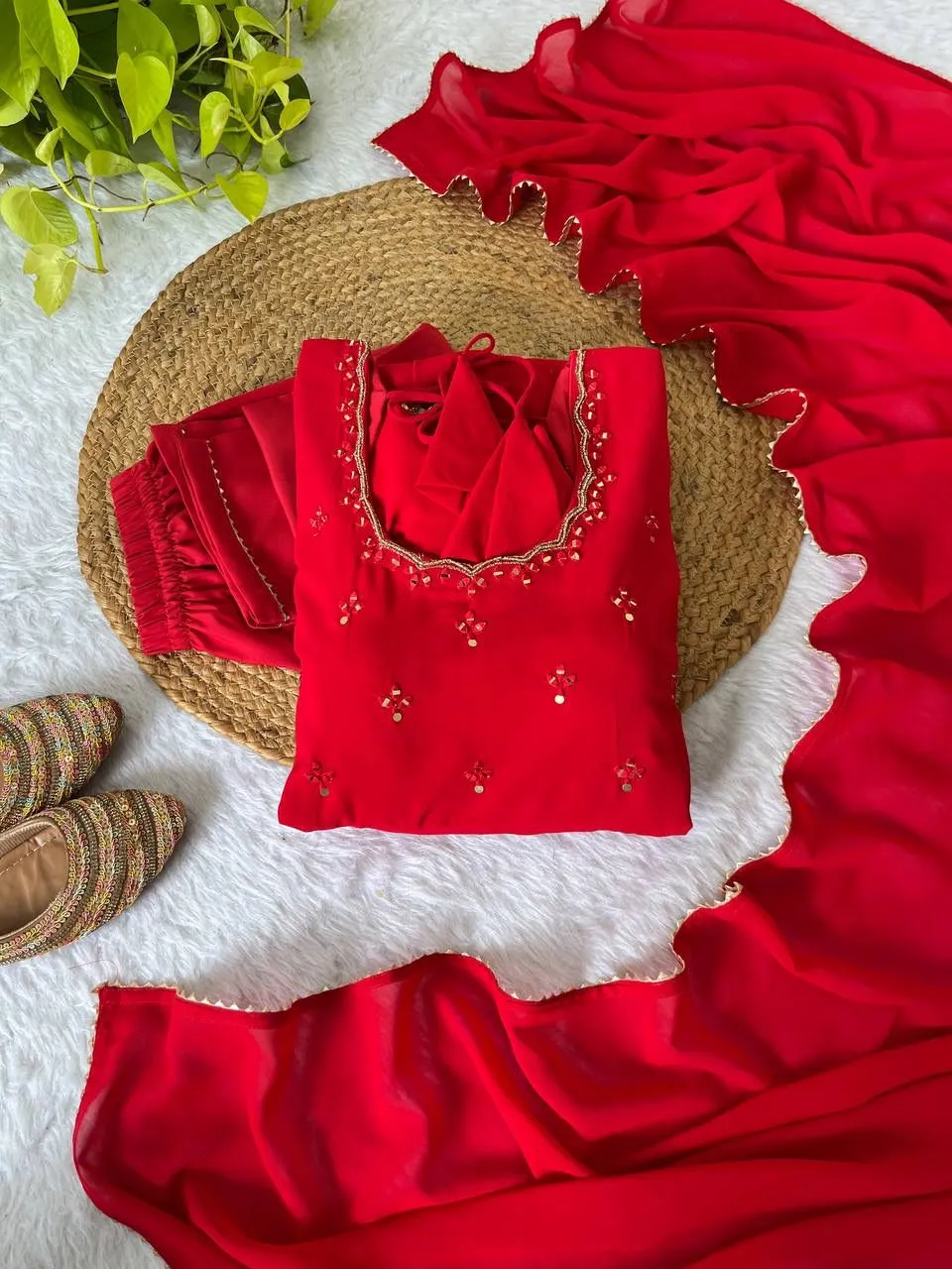 Red Anarkali for Karwa Chauth 2025