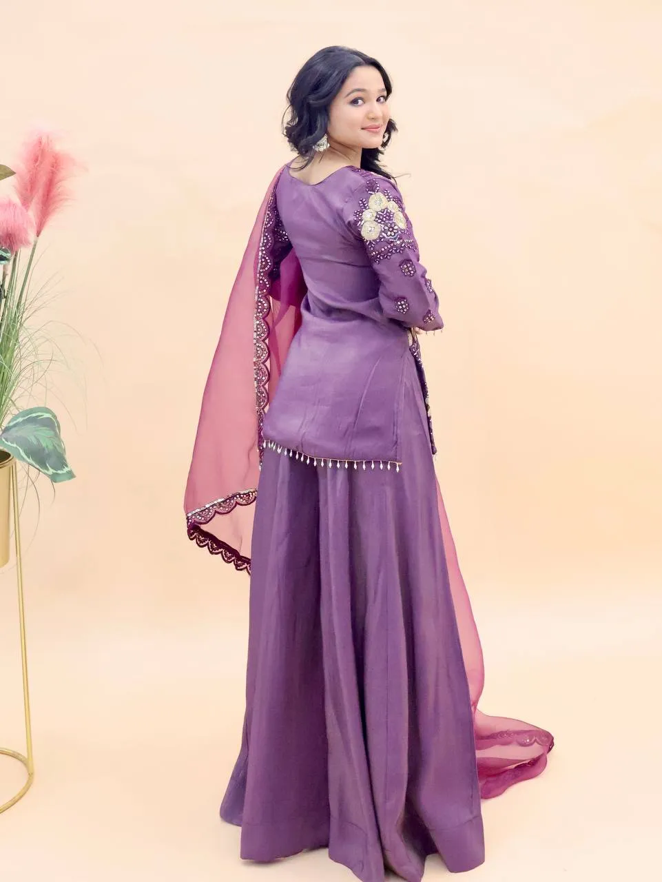 Short Shirt with Plazzo Suit Set
