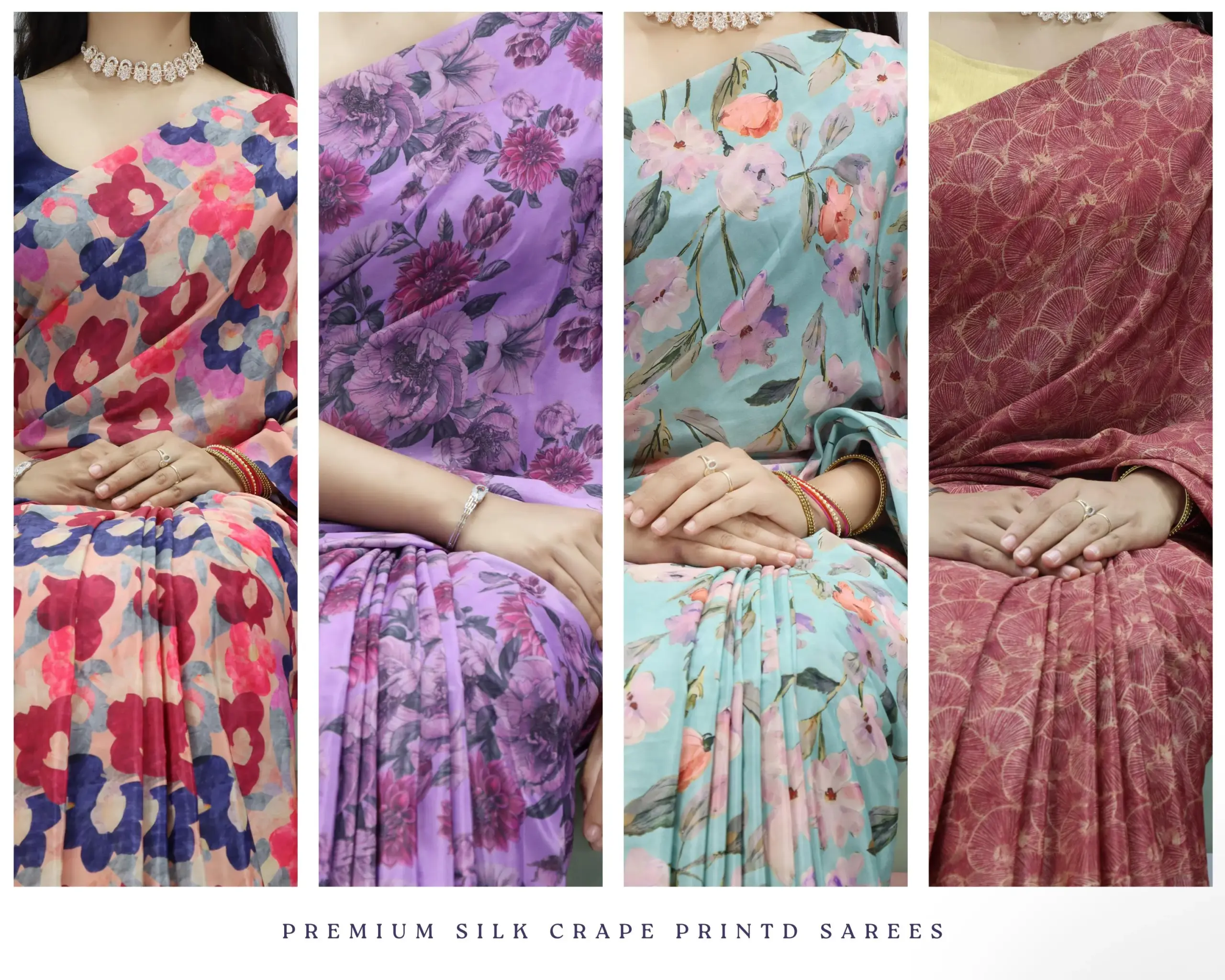 Silk Crape Printed Winter Saree