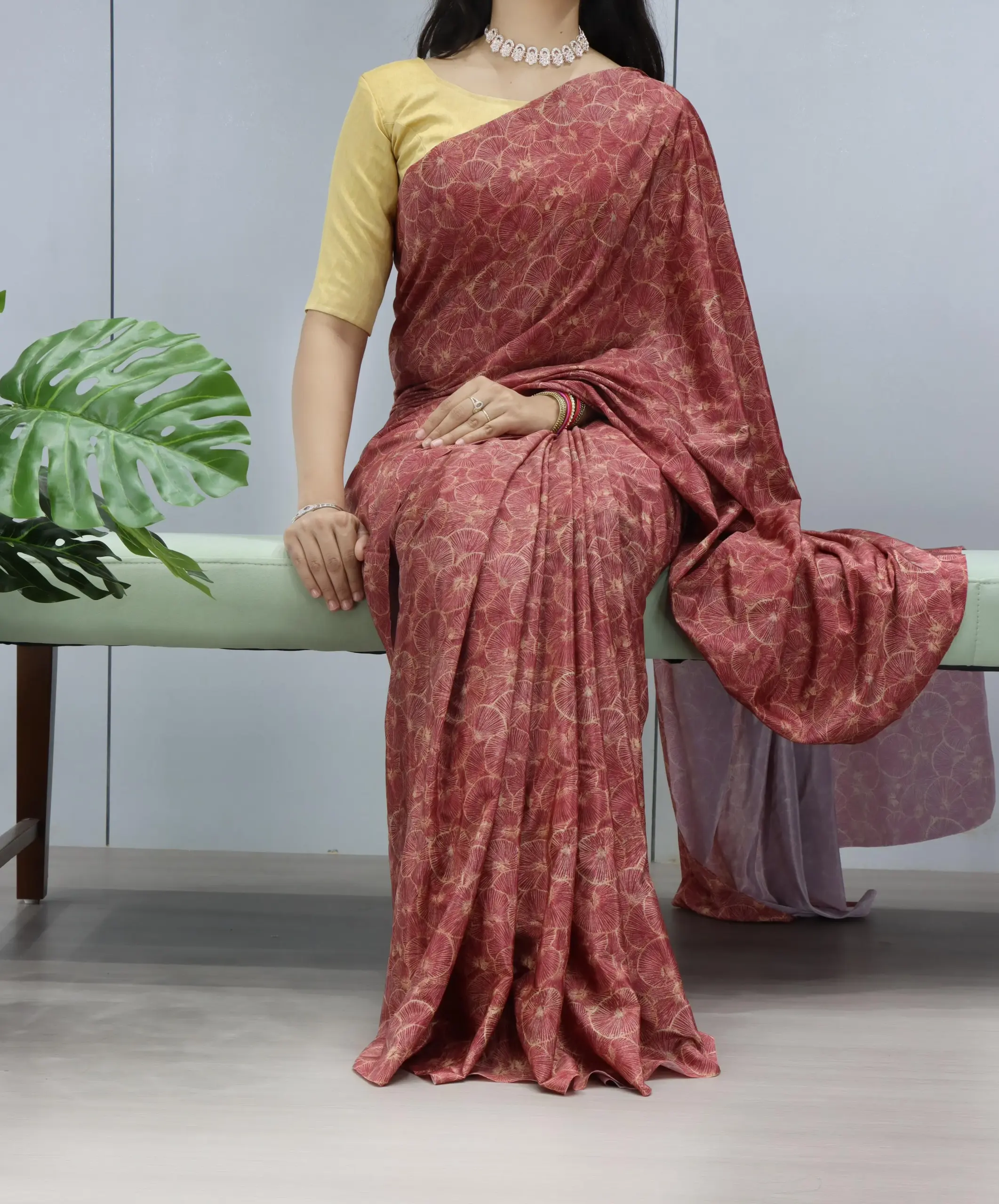 Silk Crape Printed Winter Saree