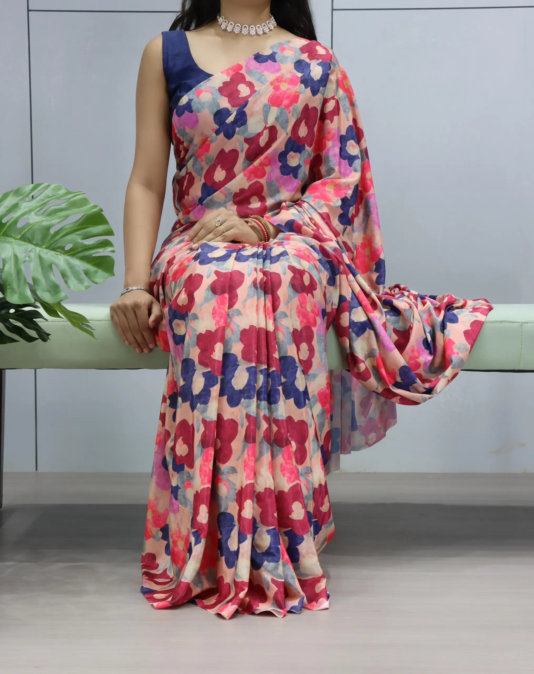 Silk Crape Printed Winter Saree