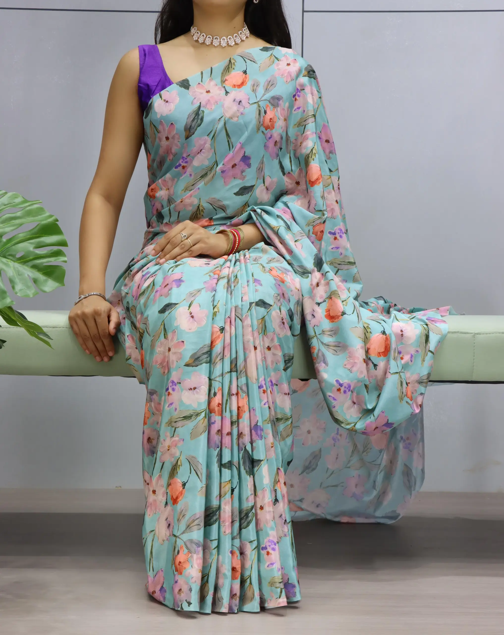 Silk Crape Printed Winter Saree