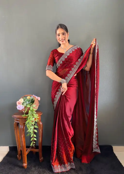 Swarovski Diamond Work Ready to Wear Saree