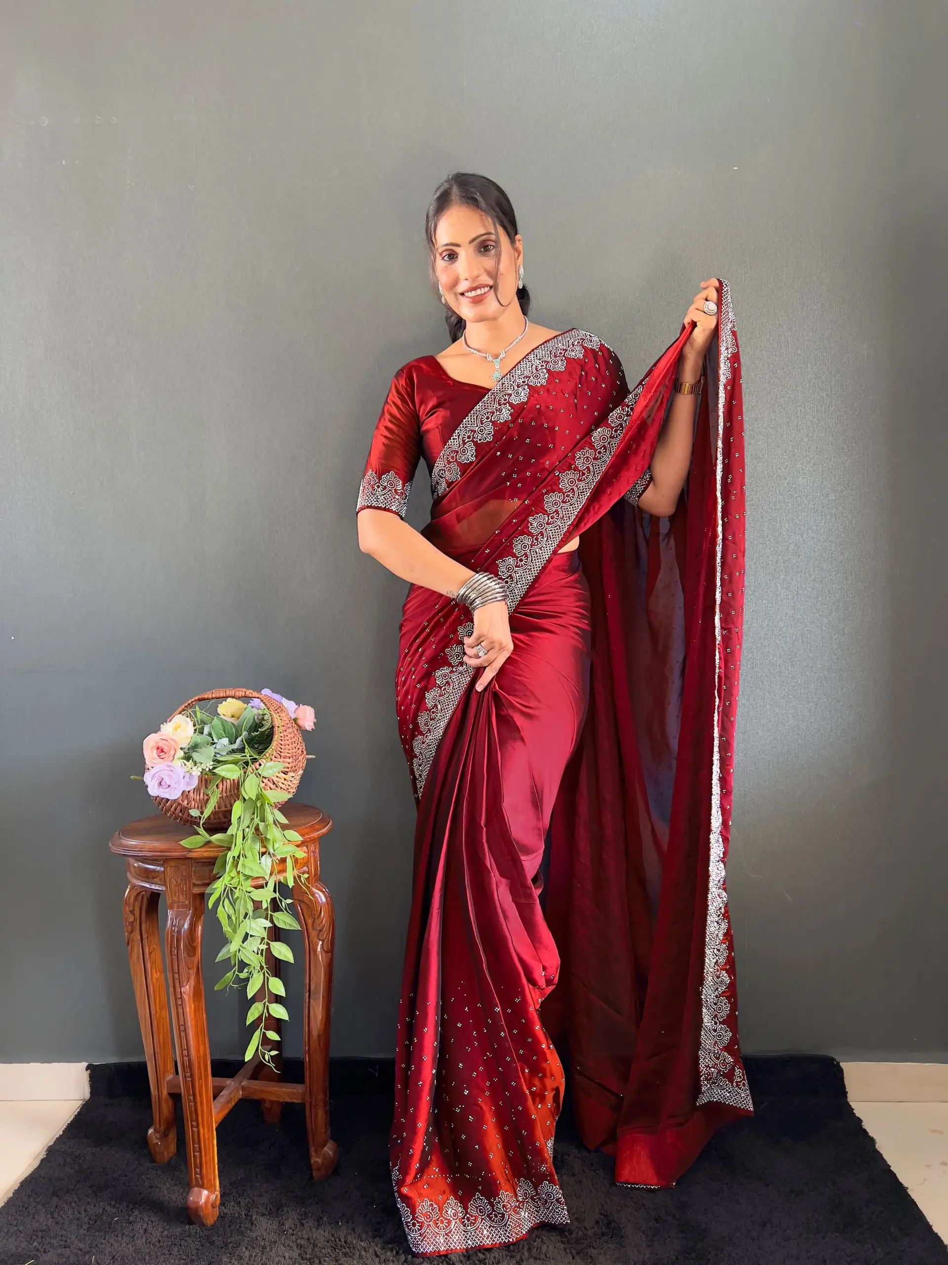 Swarovski Diamond Work Ready to Wear Saree