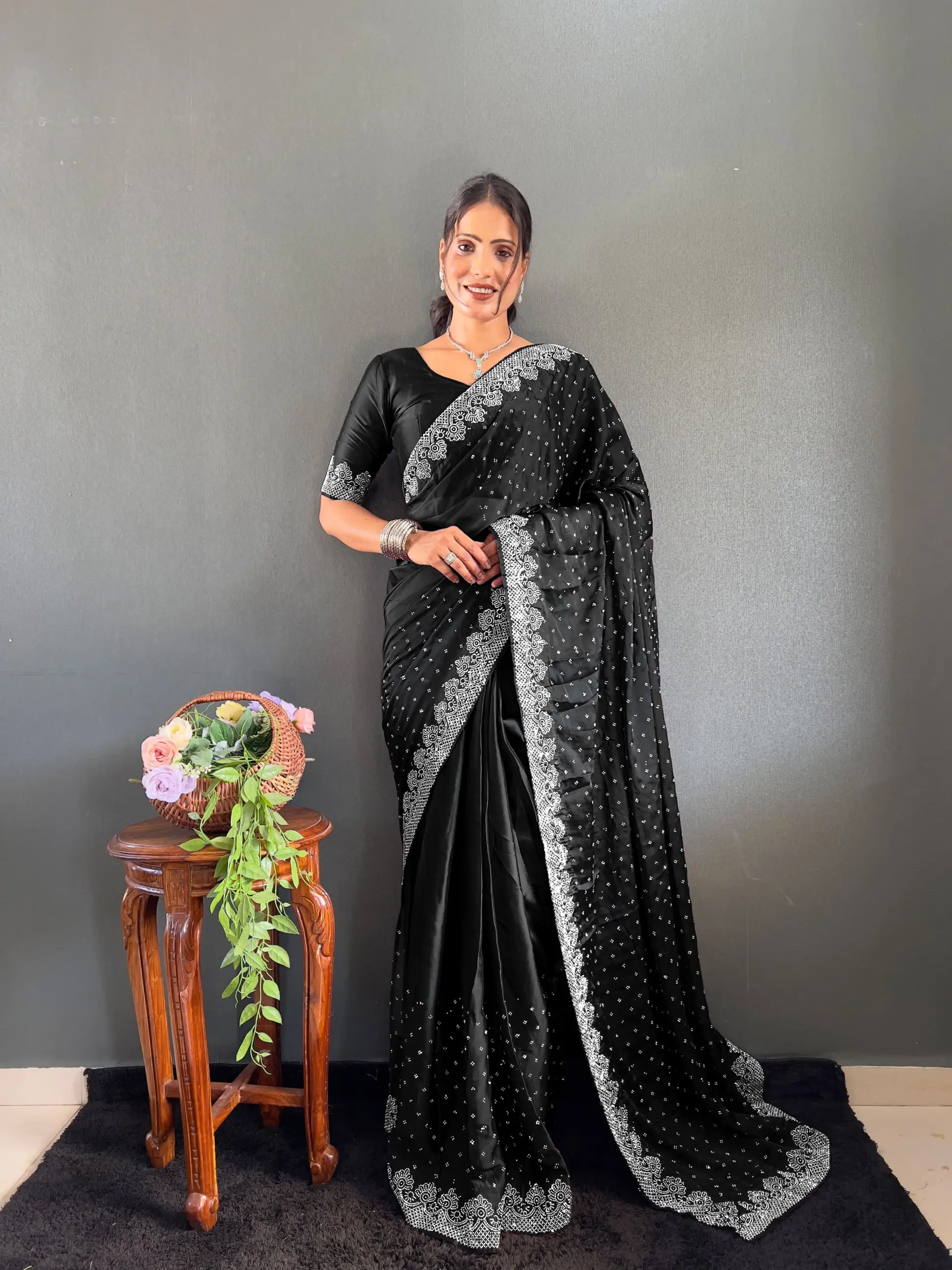 Swarovski Diamond Work Ready to Wear Saree