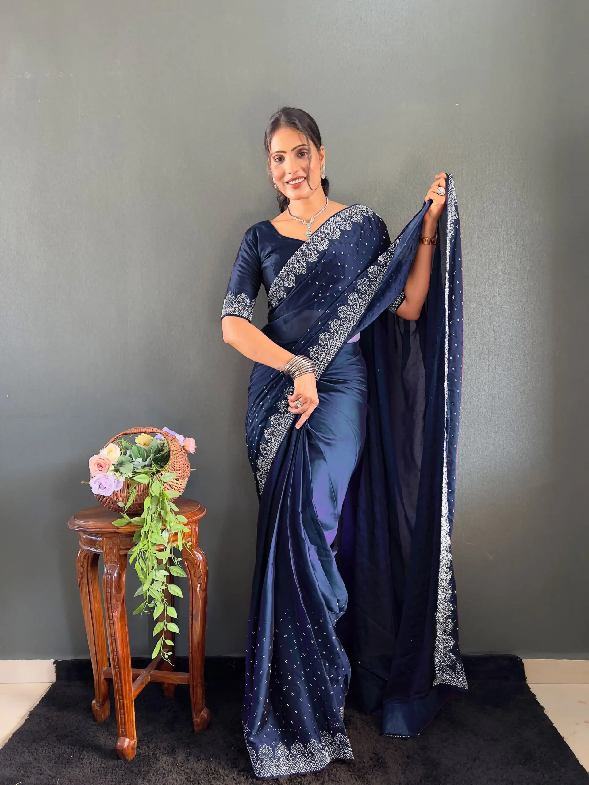 Swarovski Diamond Work Ready to Wear Saree