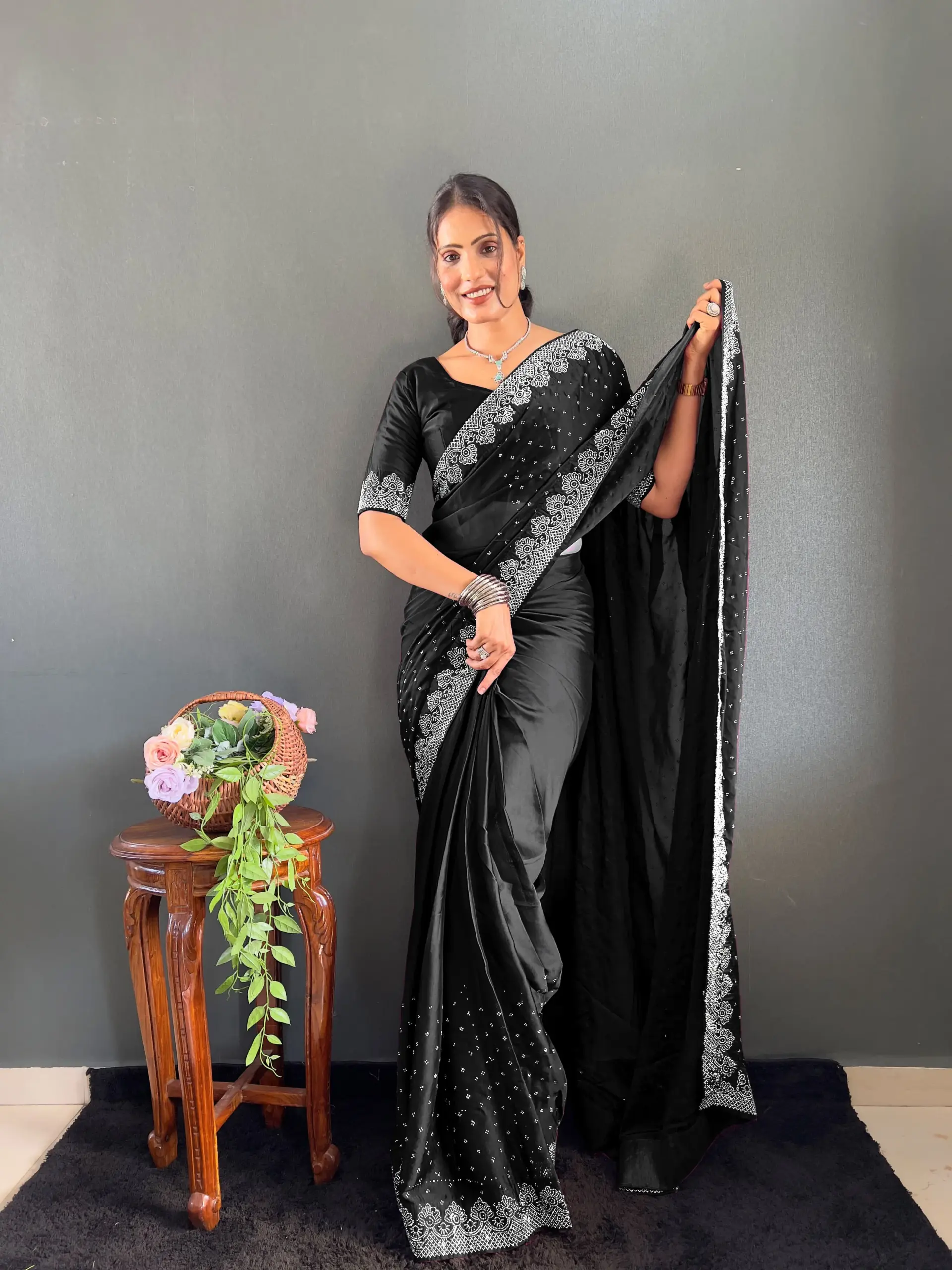 Swarovski Diamond Work Ready to Wear Saree
