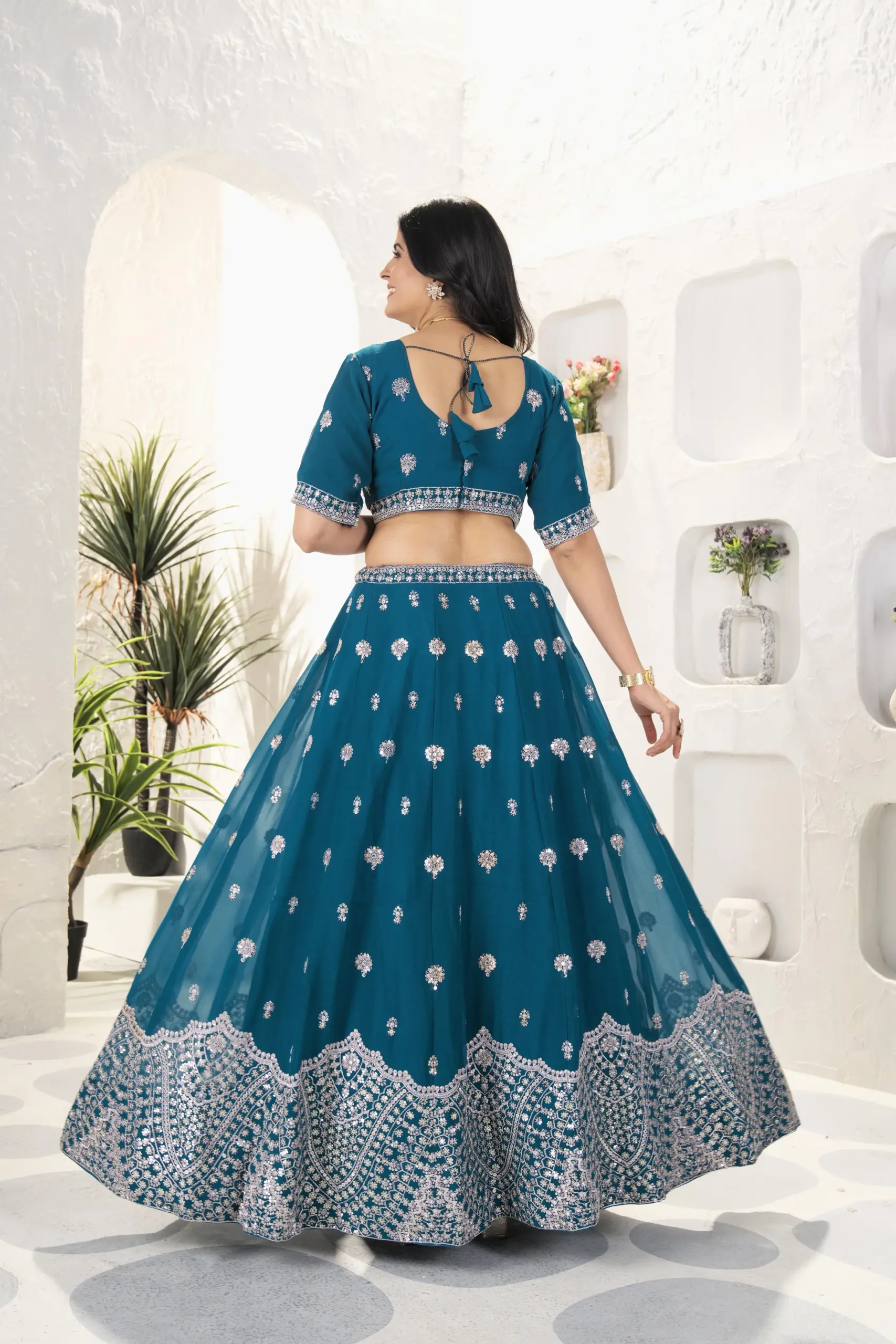 Teal Color Festive Lehenga Choli Design 2025
