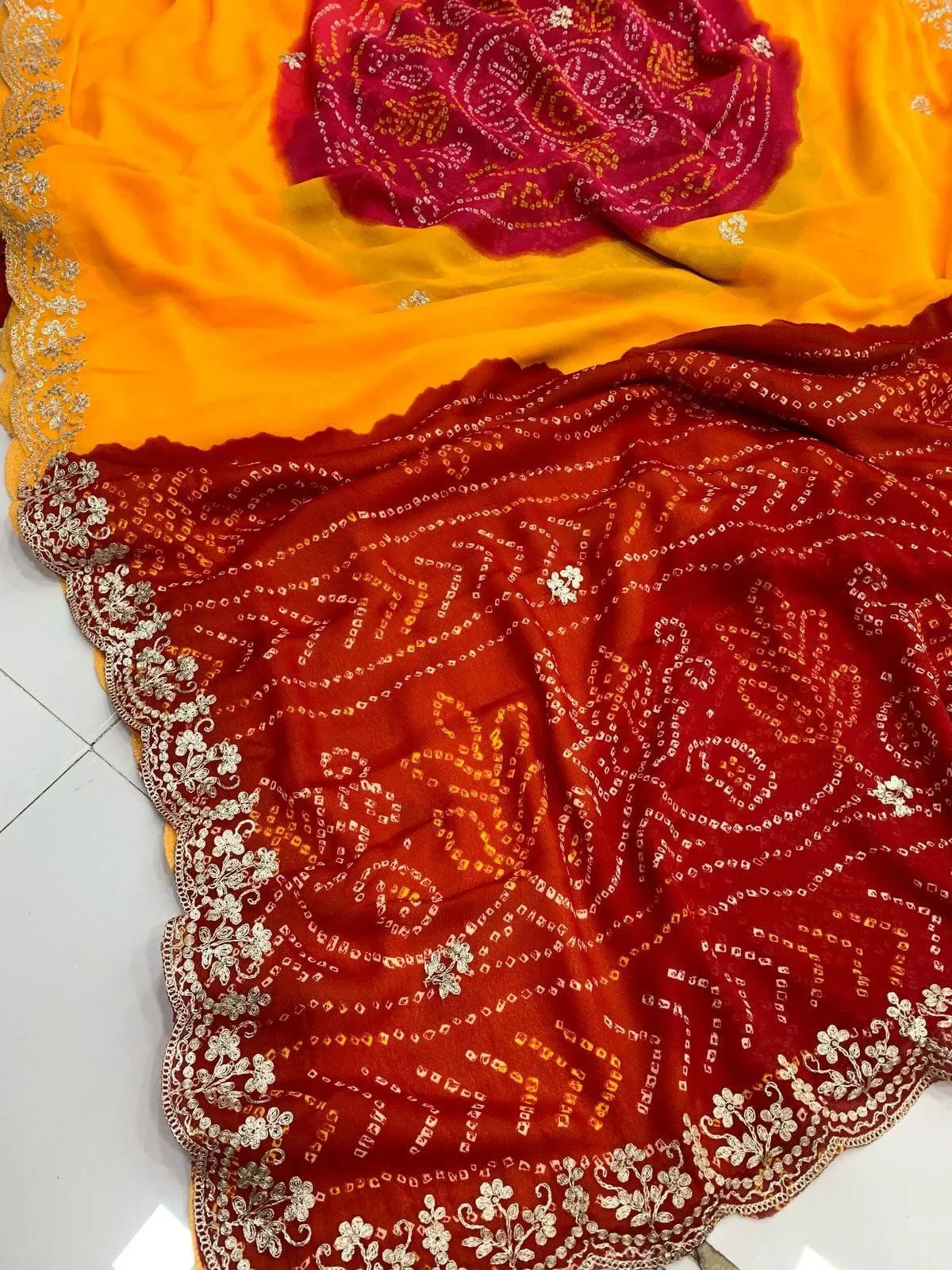 Traditional Bandhani Saree For Diwali