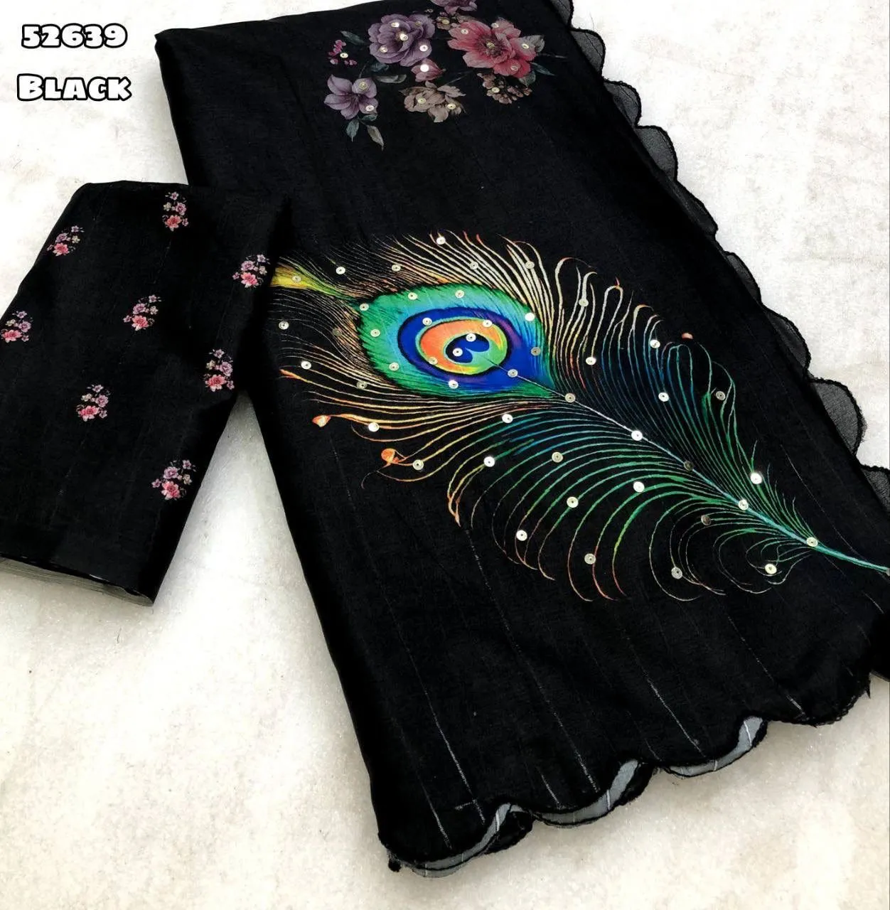 Tussar Silk Feather Printed Saree