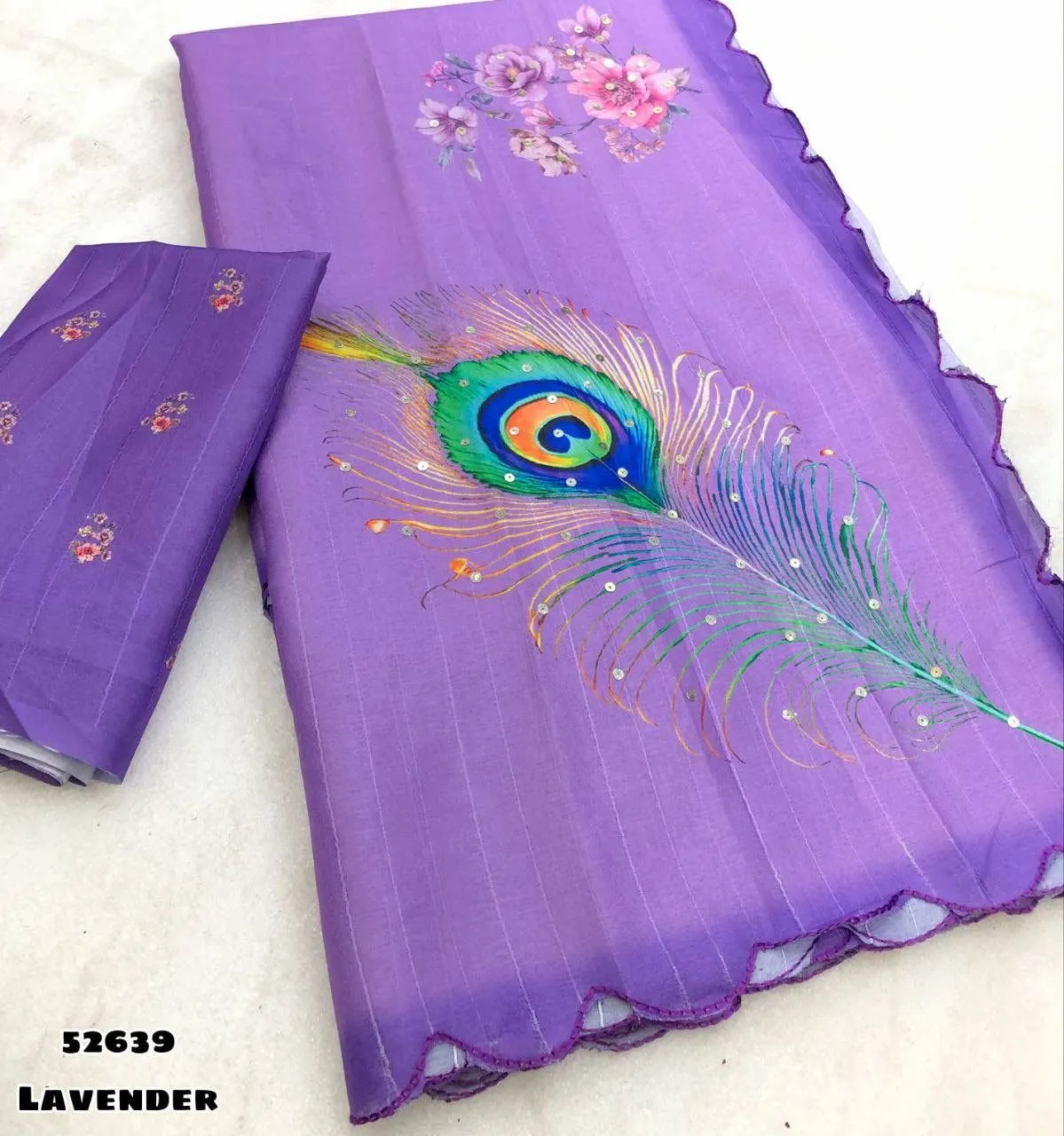 Tussar Silk Feather Printed Saree