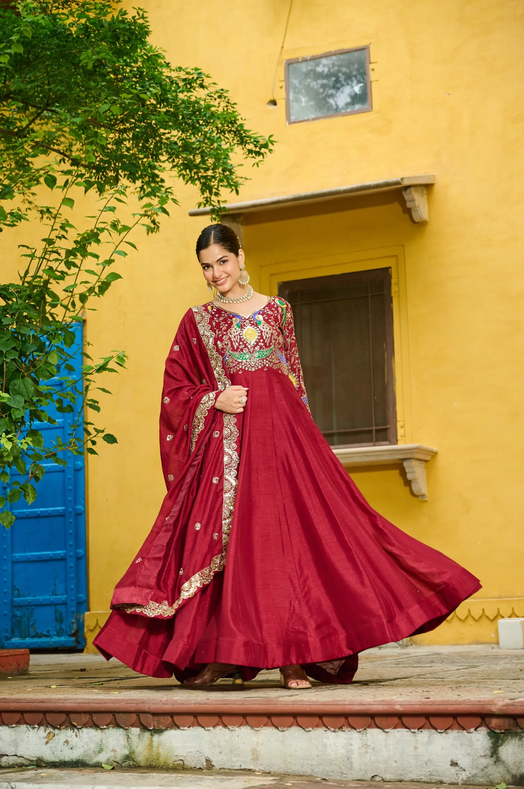 Wedding 2025 Special Embroidered Gown with Dupatta