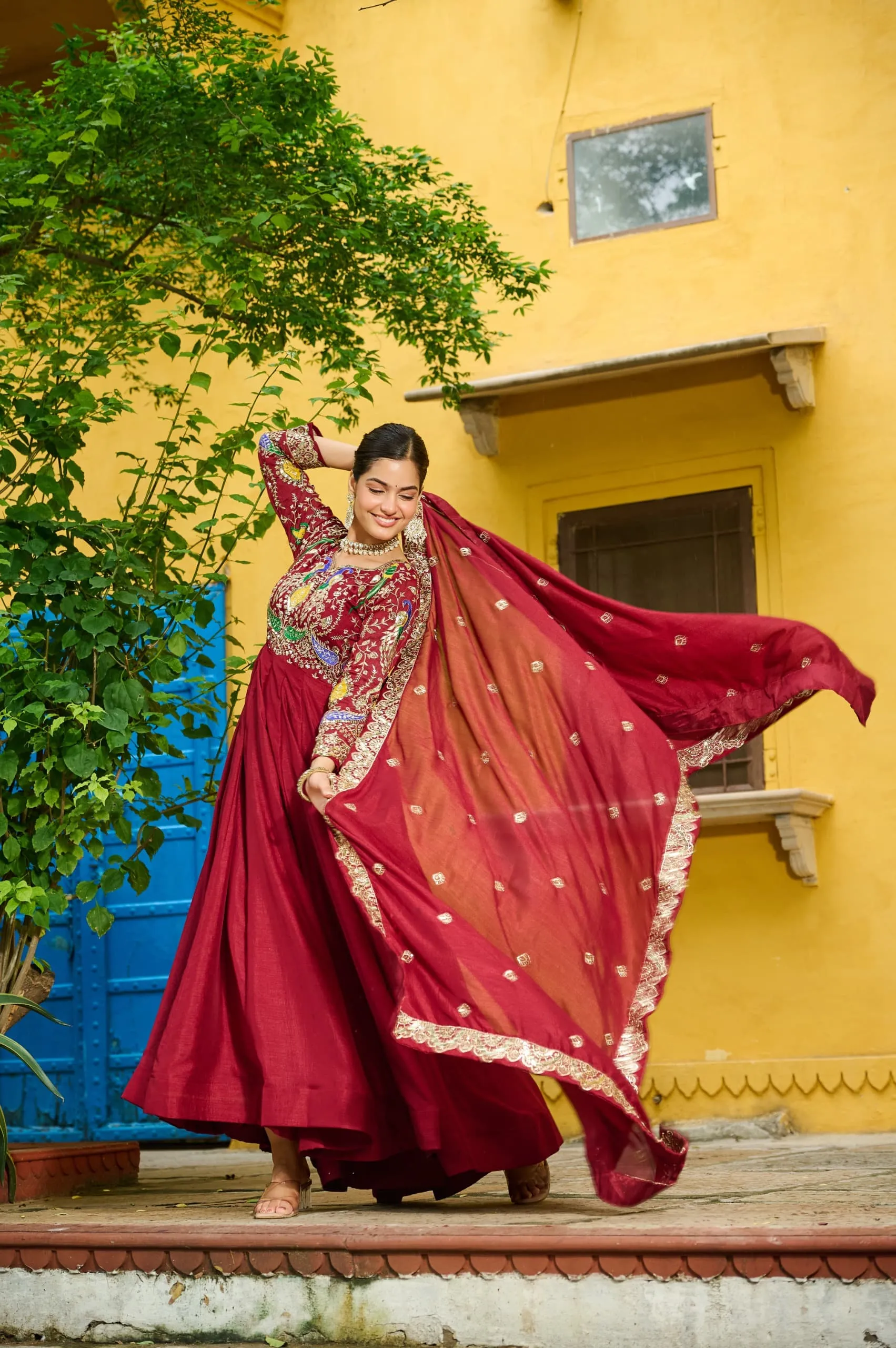 Wedding 2025 Special Embroidered Gown with Dupatta