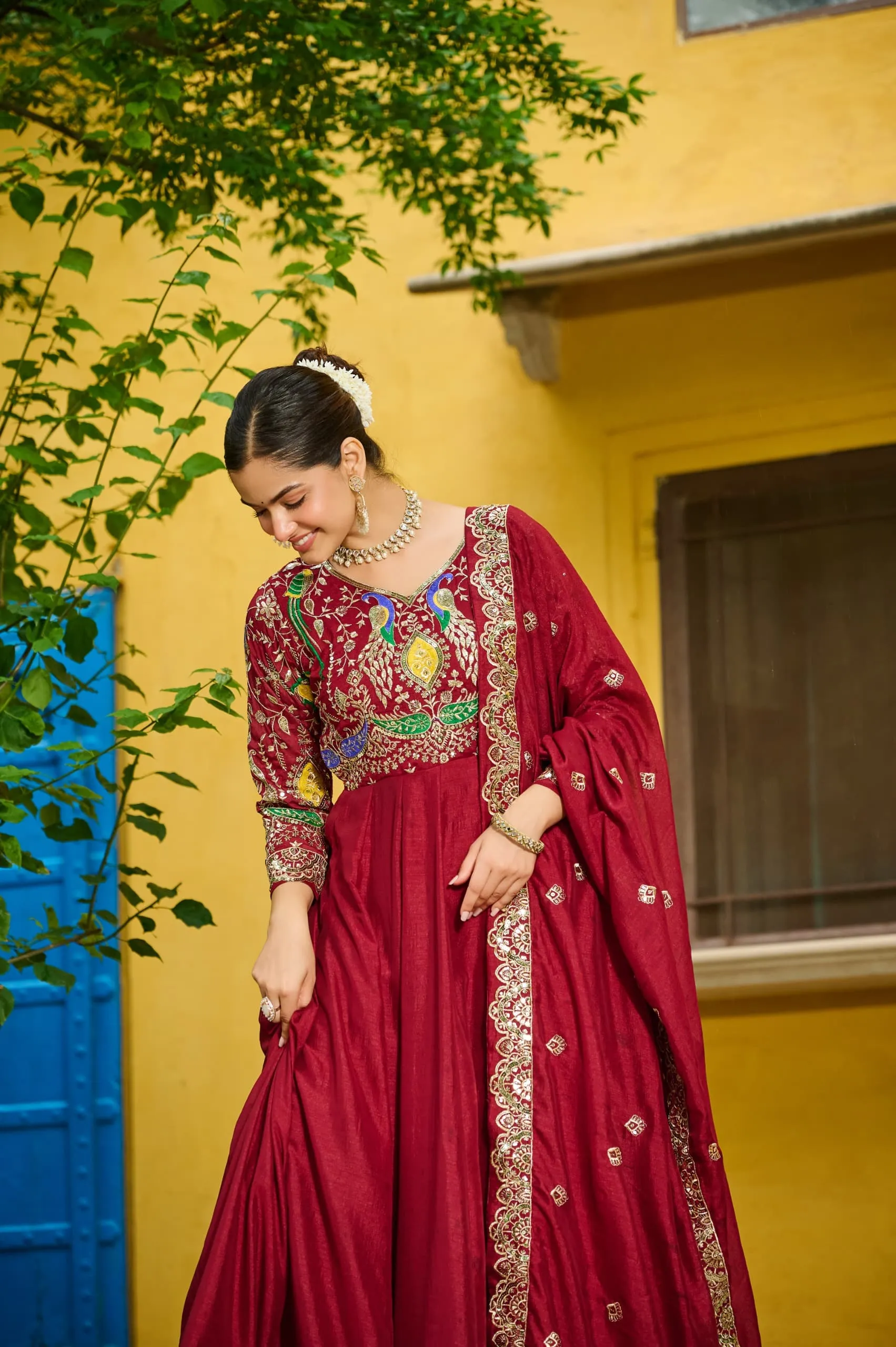 Wedding 2025 Special Embroidered Gown with Dupatta