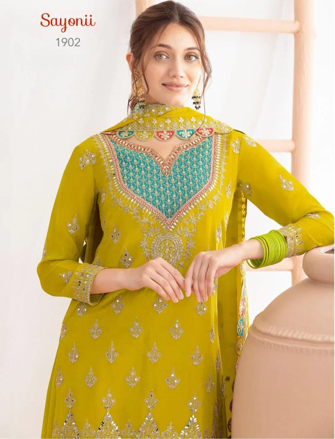 Wedding Special Short Shirt with Plazzo Set