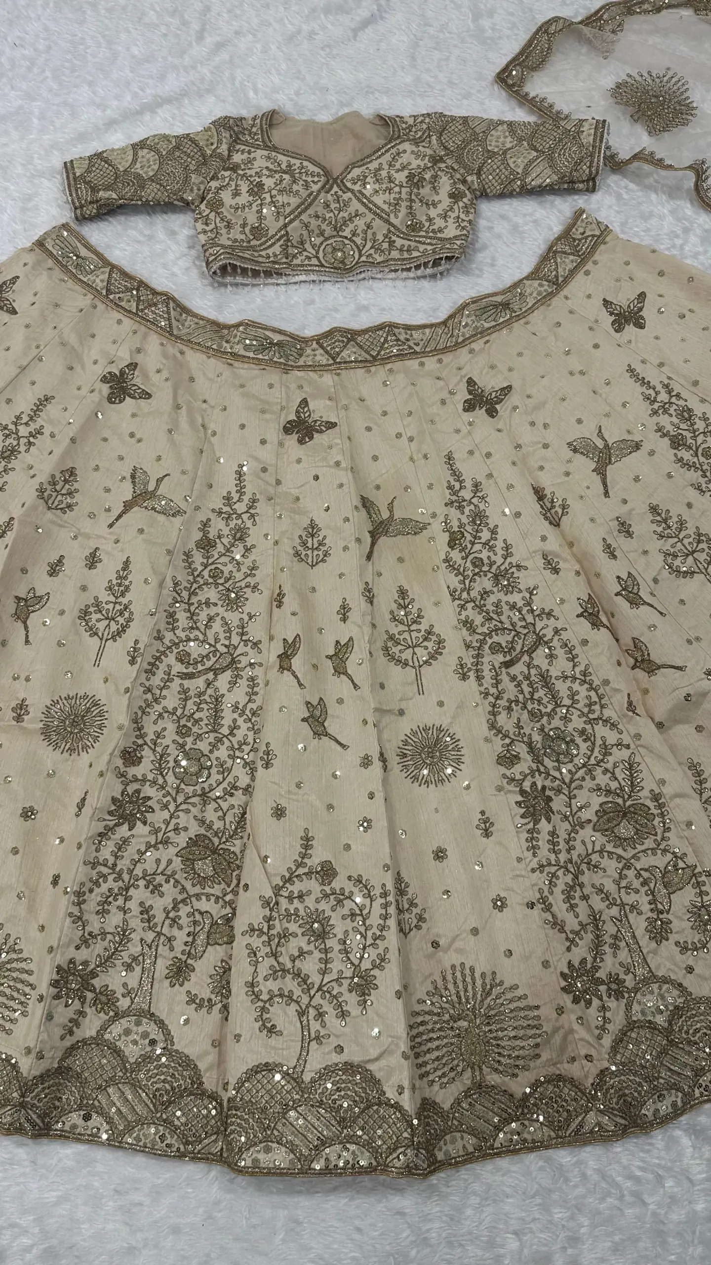 Wedding Wear Cream Lehenga Choli Design 2025